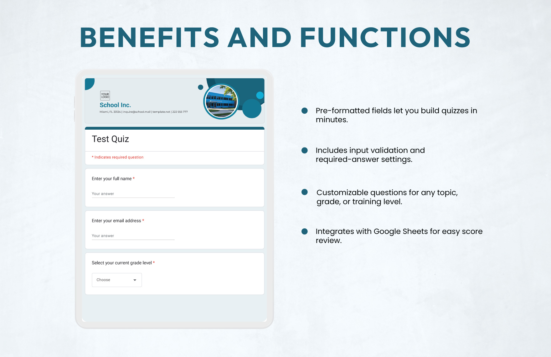 Test Quiz Template Test Quiz Template