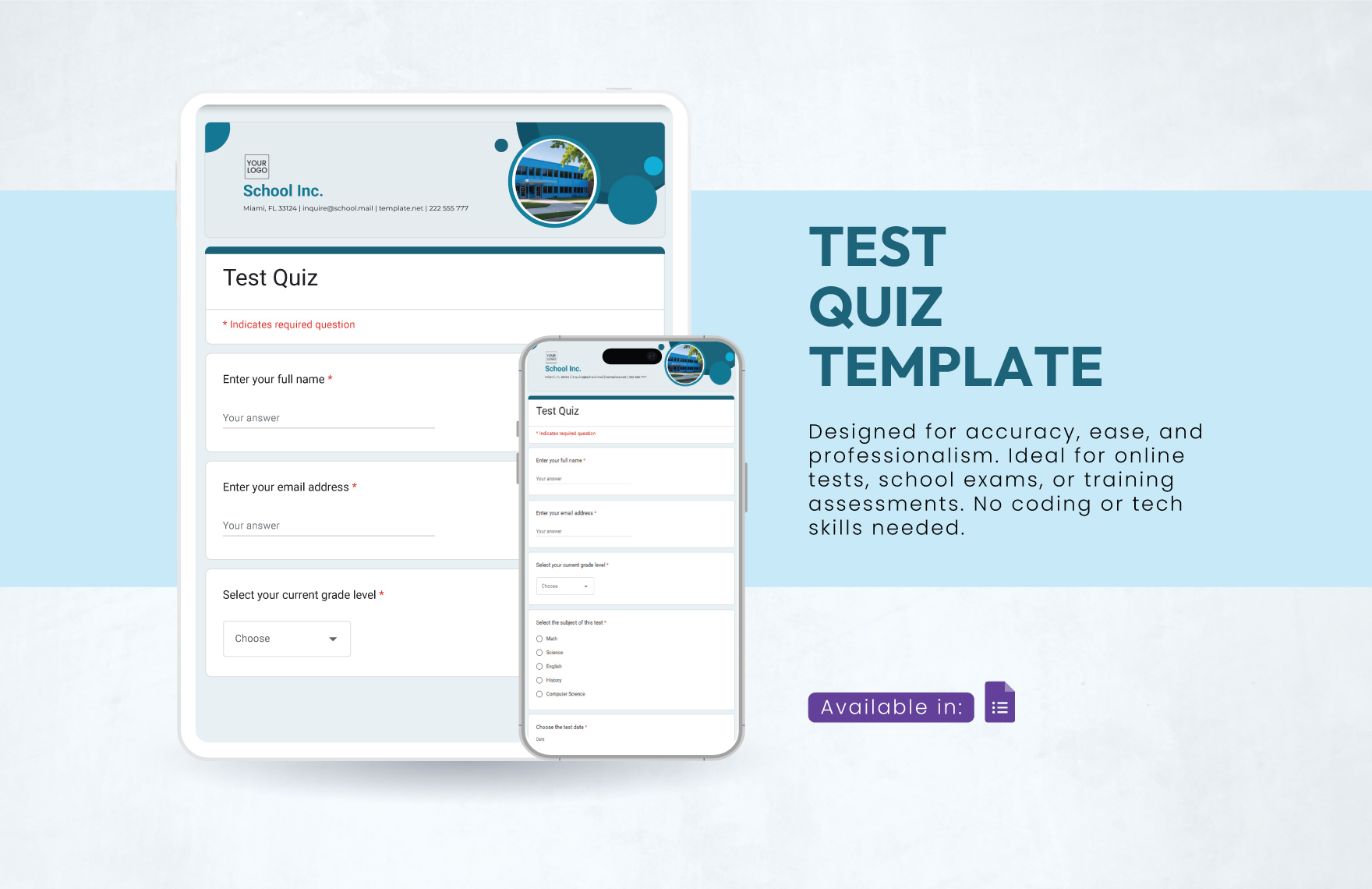 Test Quiz Template to Download