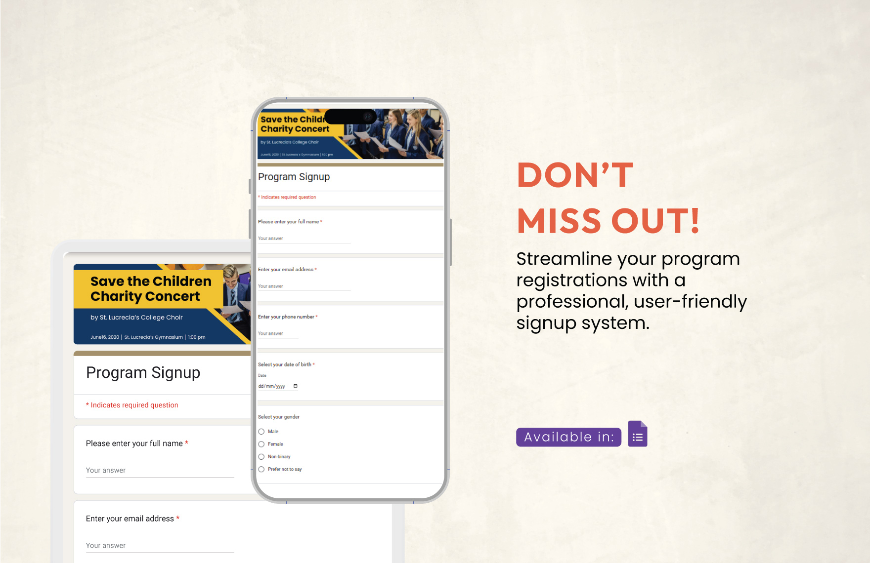 Program Signup Template