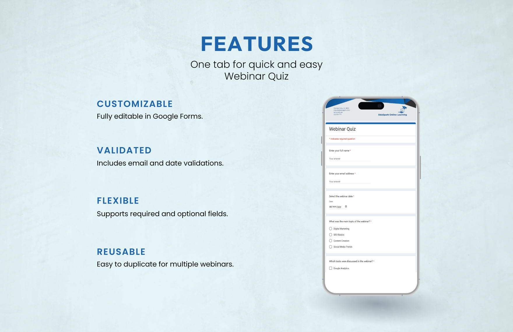 Webinar Quiz Template