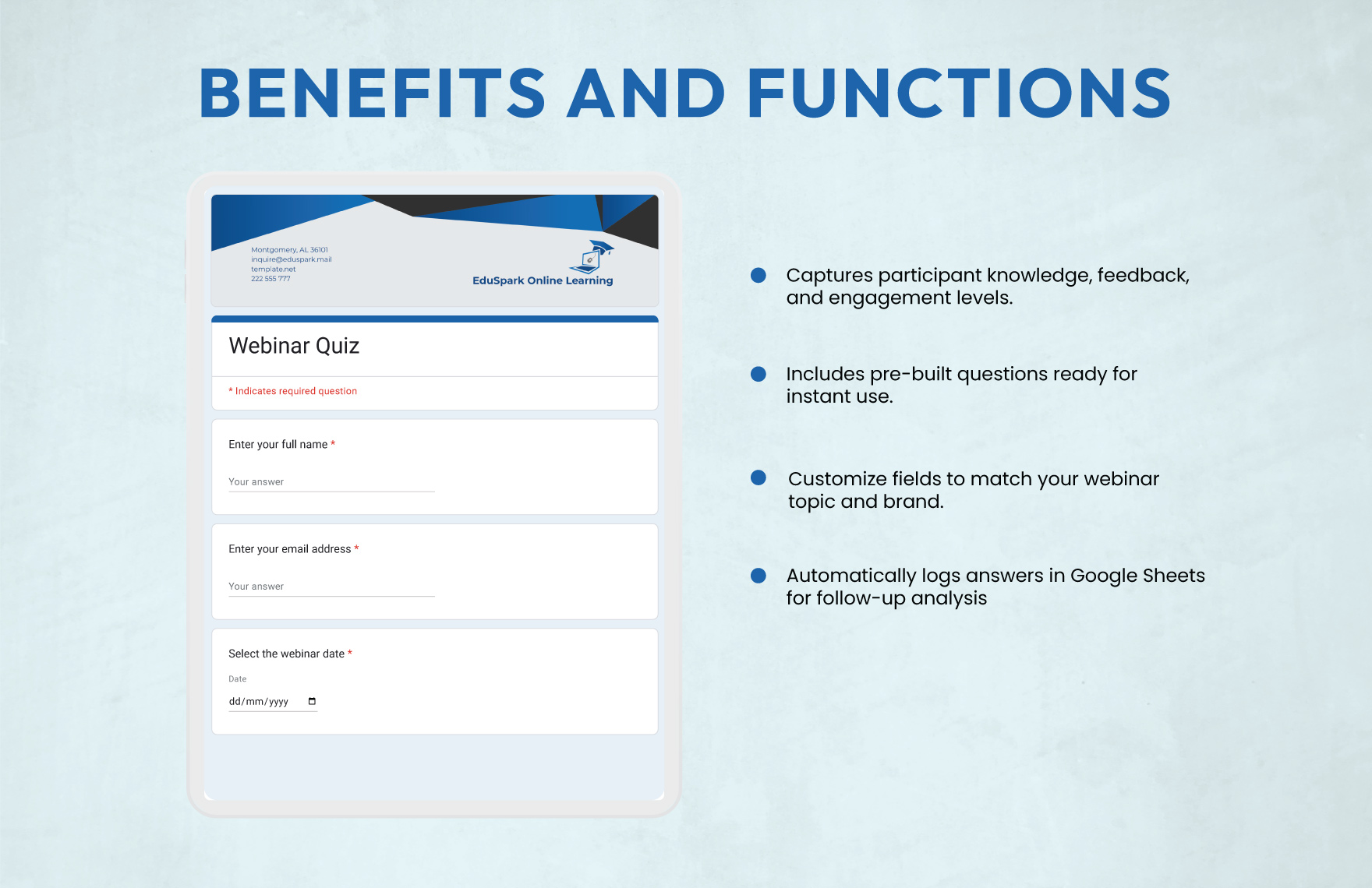 Webinar Quiz Template