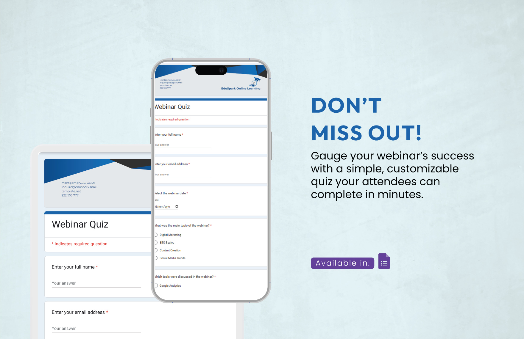 Webinar Quiz Template