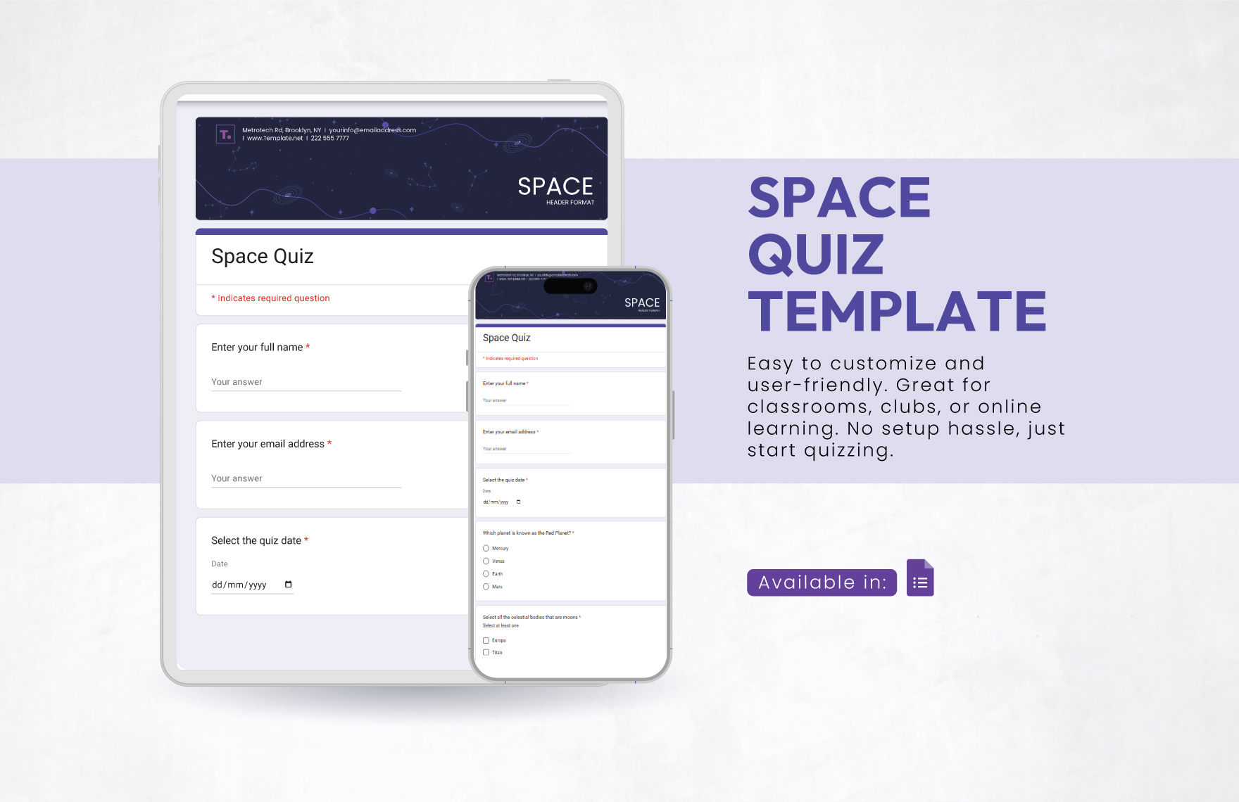 Space Quiz Template