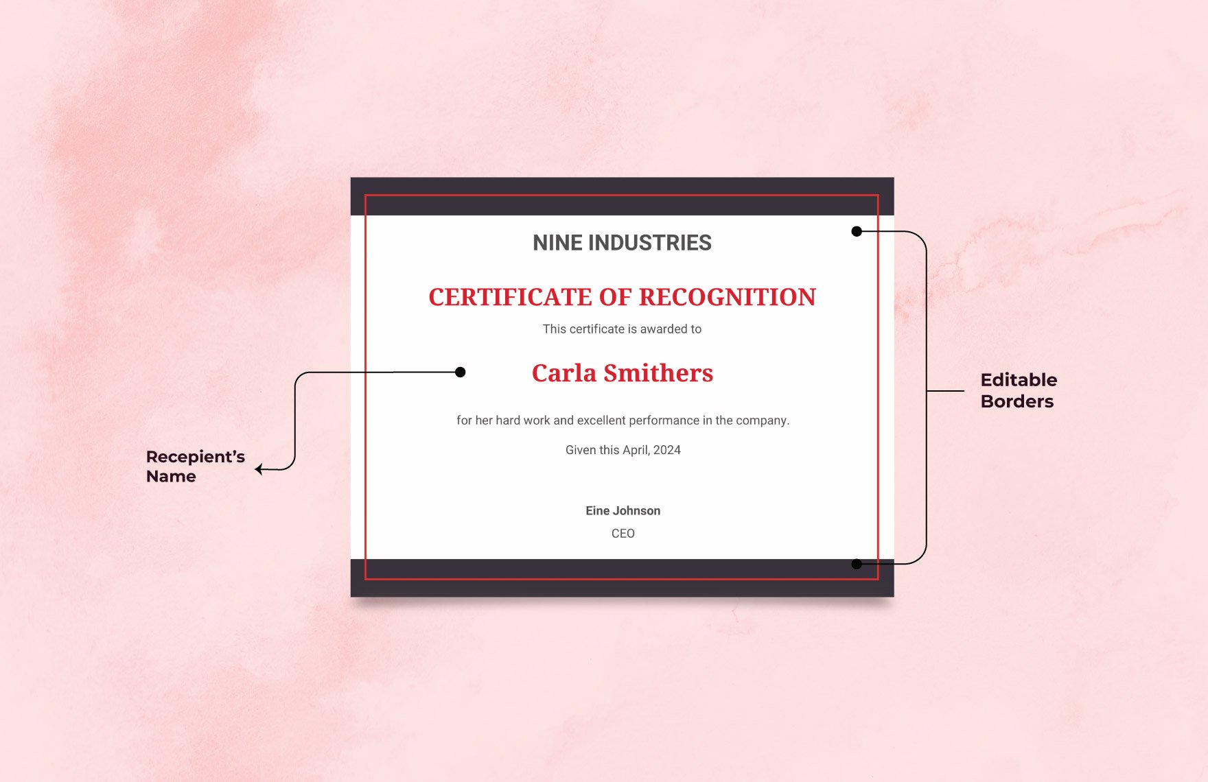 Sample Recognition Certificate Template