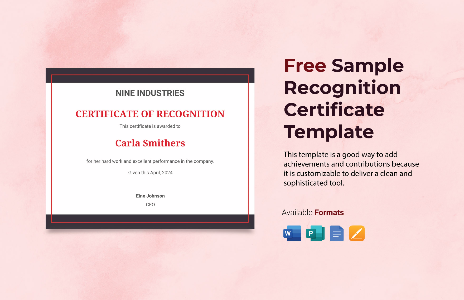 Sample Recognition Certificate Template