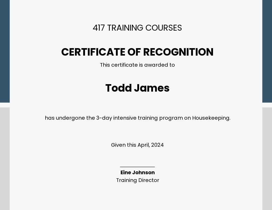 Free Training Course Certificate Template - Word