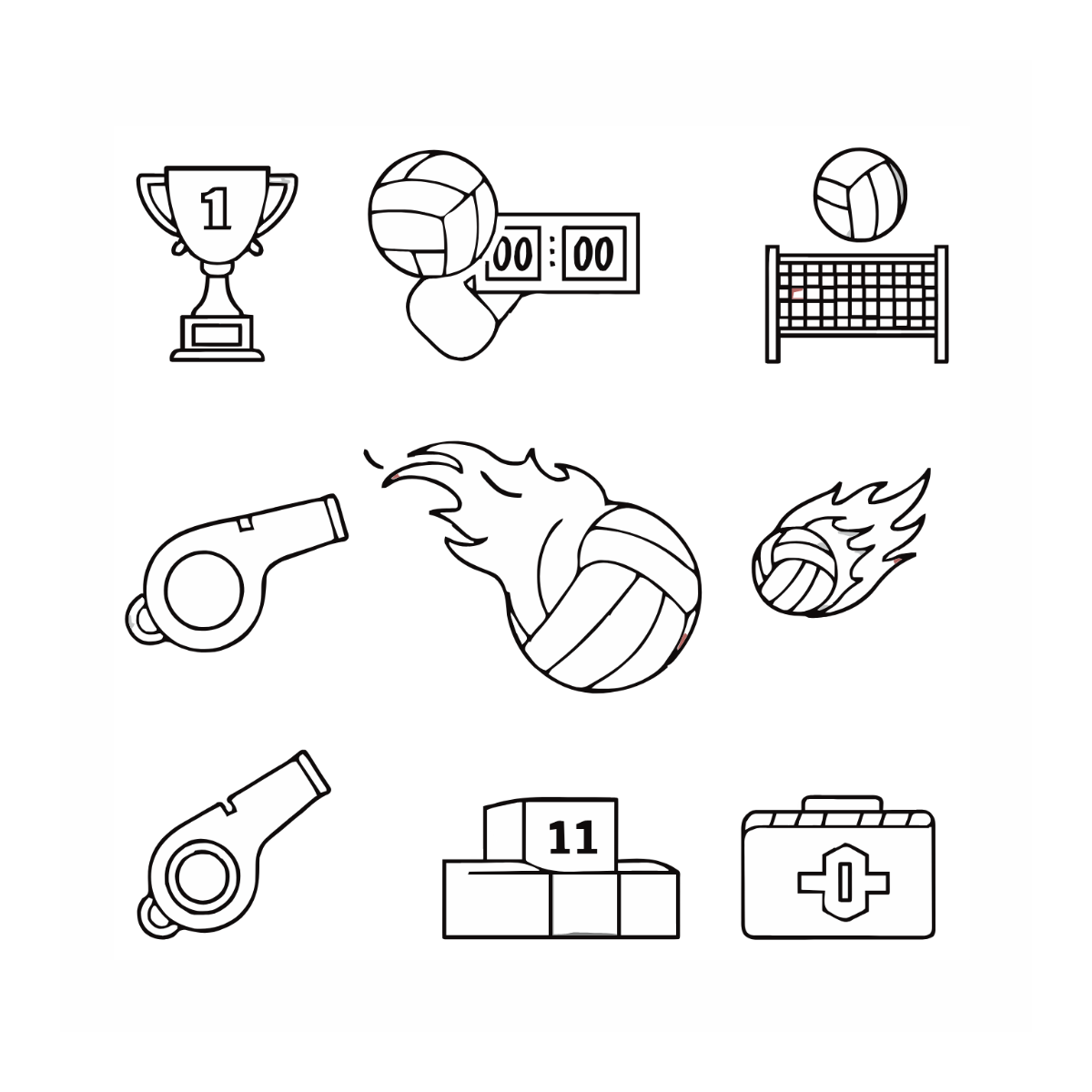 Free Volleyball Icon Set Clipart to Edit Online