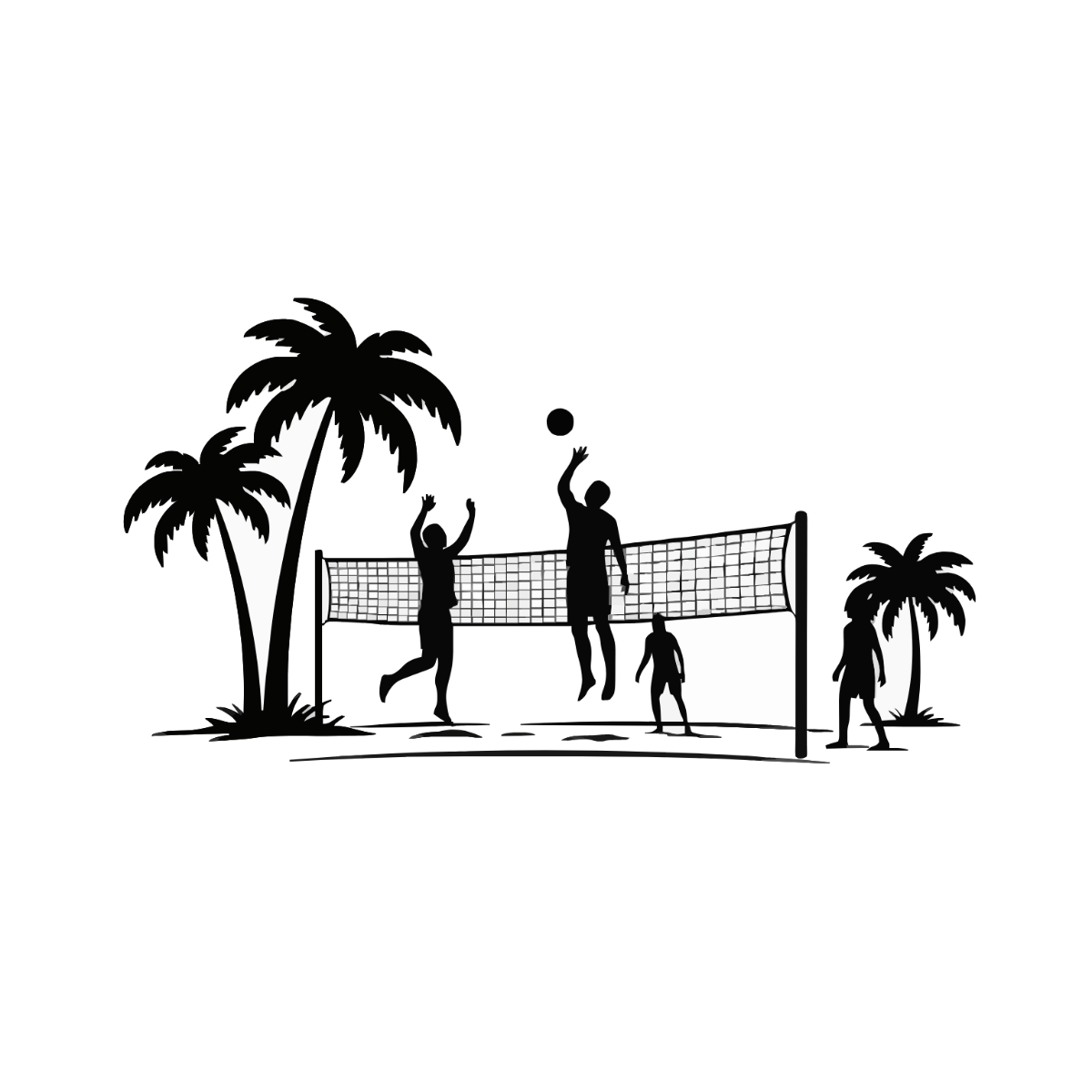 Free Beach Volleyball Silhouette Clipart to Edit Online