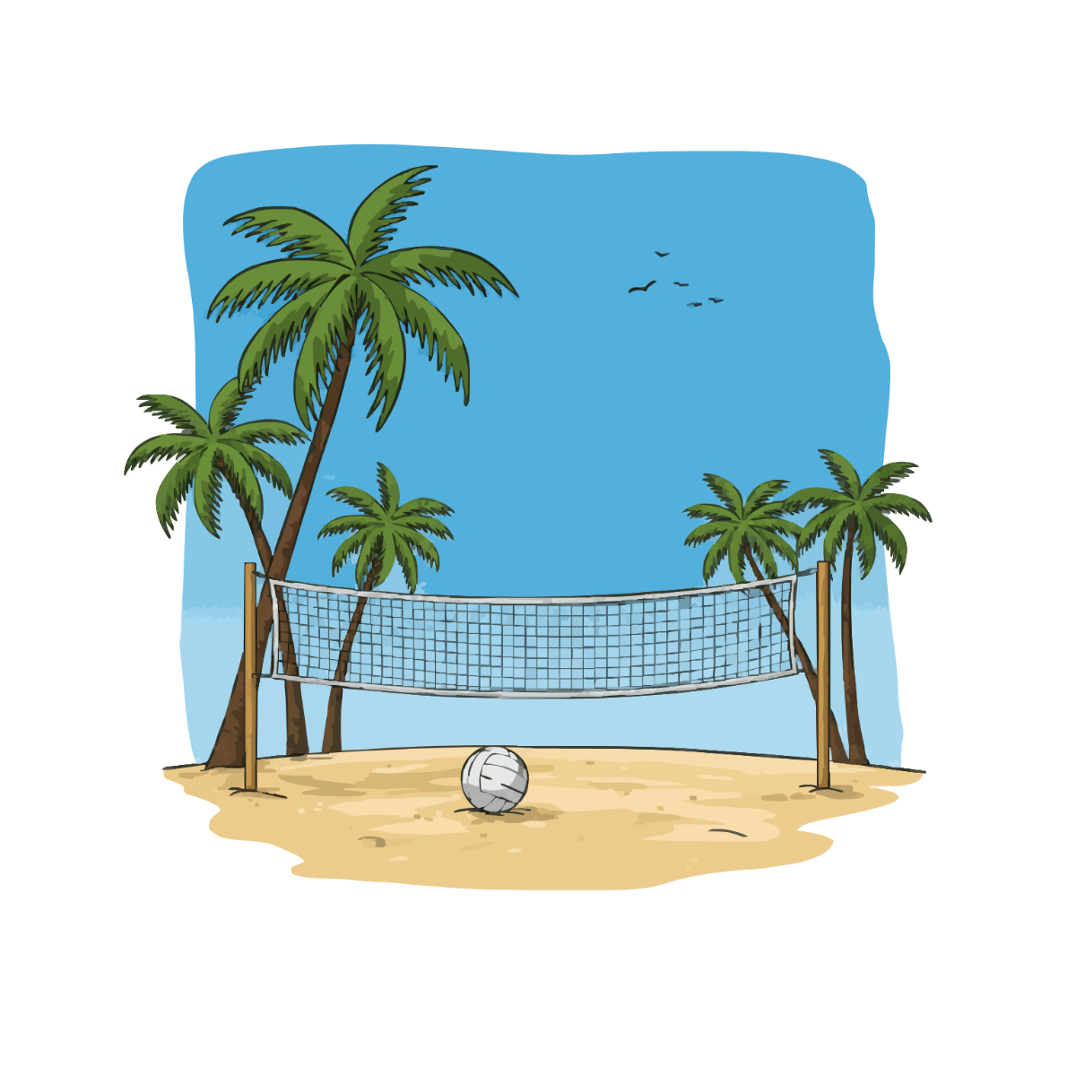 Free Beach Volleyball Palm Trees to Edit Online