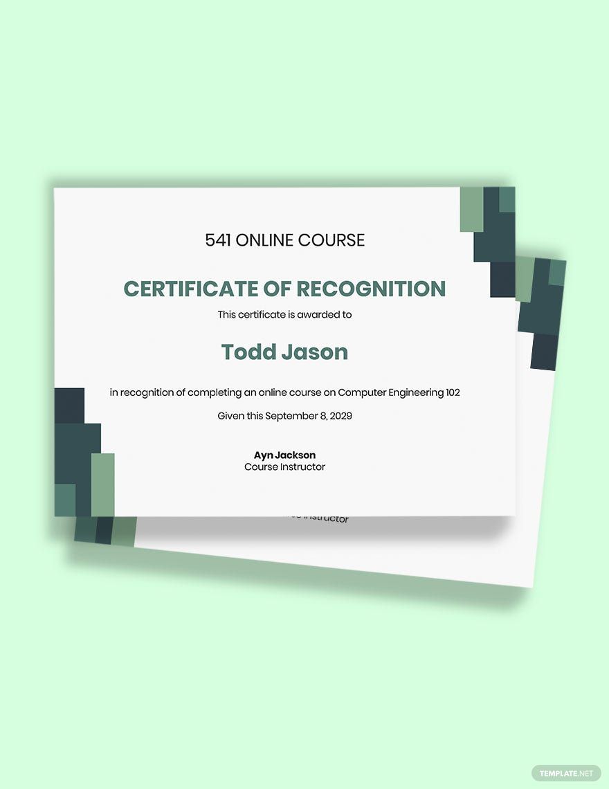 Online Course Certificate Template in Word, Google Docs, Apple Pages, Publisher