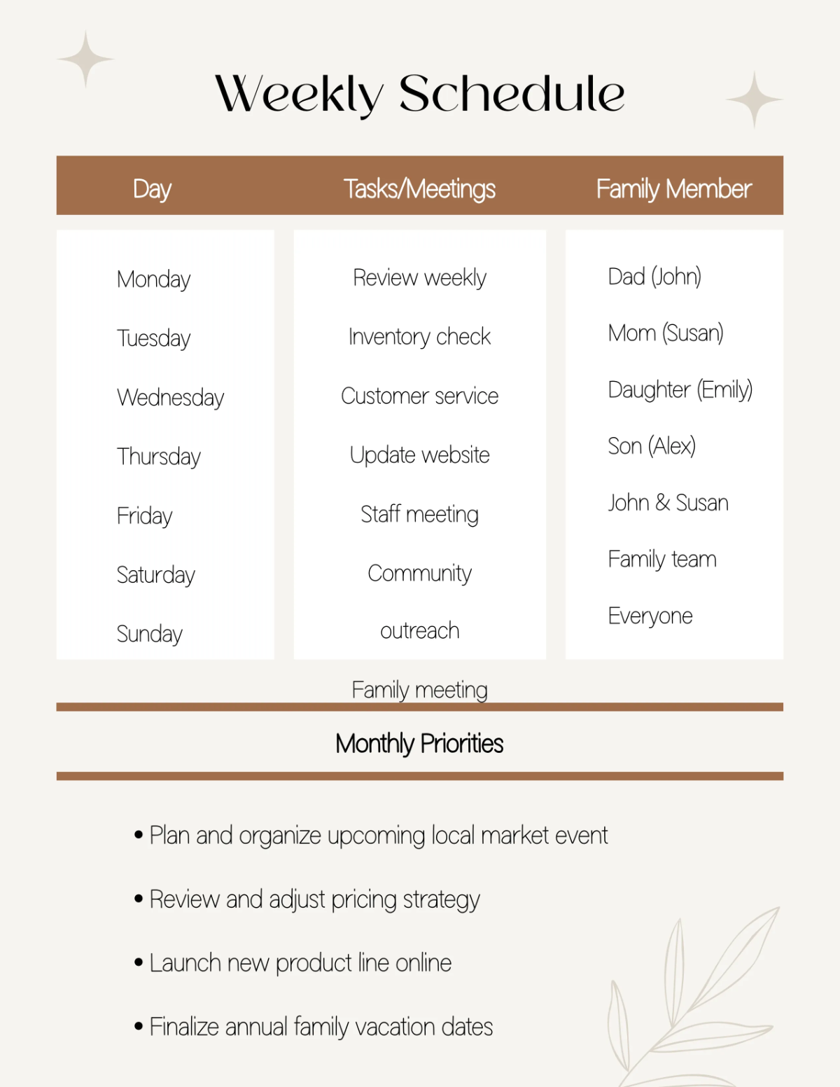 Free Aesthetic Family Business Planner Template to Edit Online