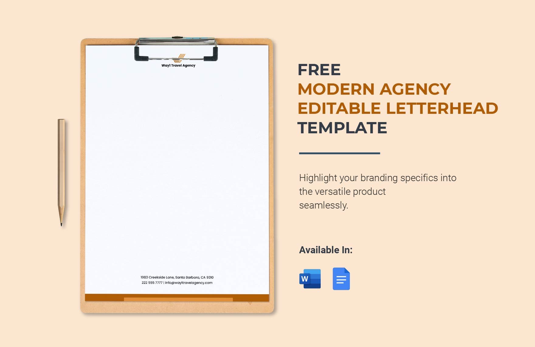 Free Modern Agency Editable Letterhead Template in Word, Google Docs