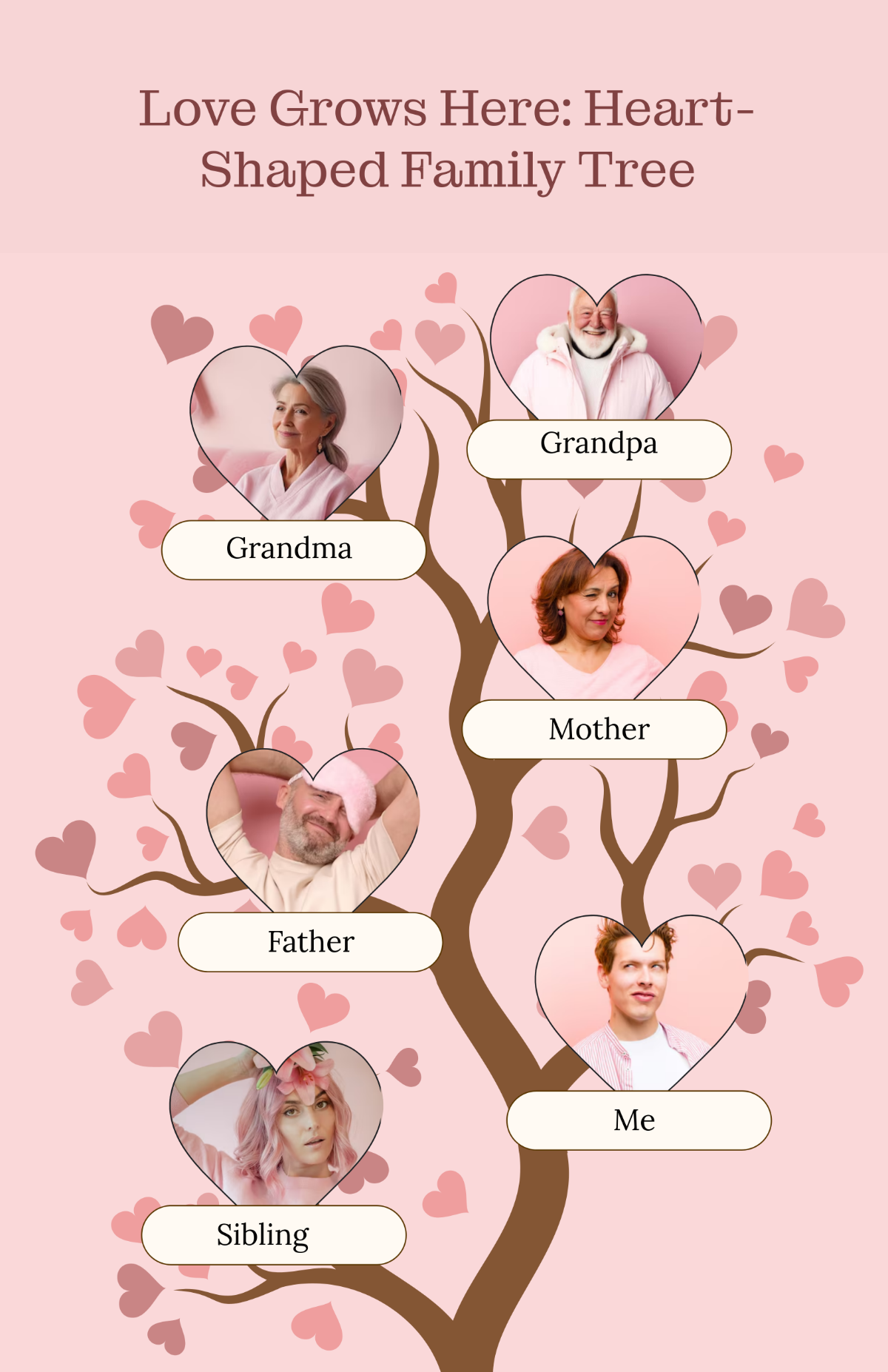 Colorful Heart Family Tree Poster