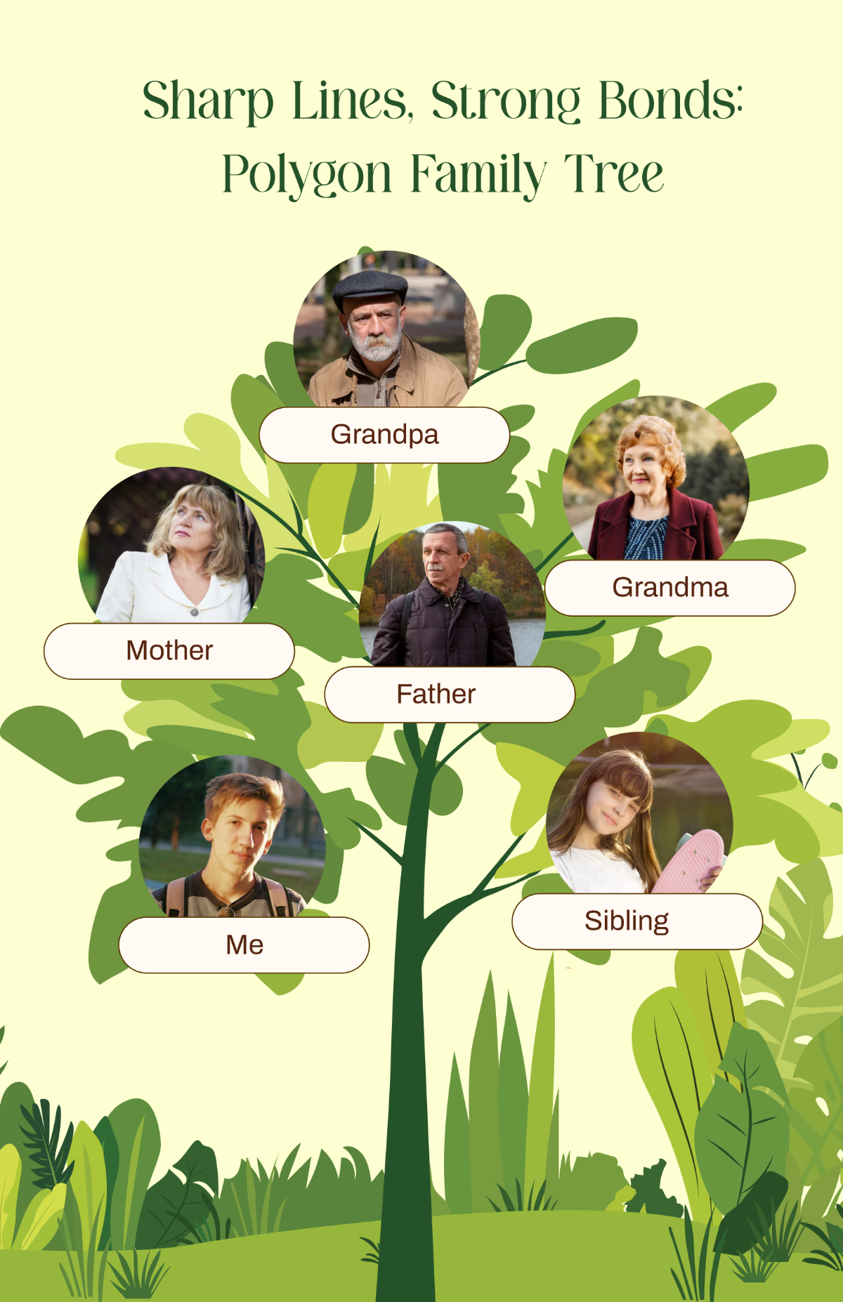 Free Family Tree Greenery Poster Template to Edit Online
