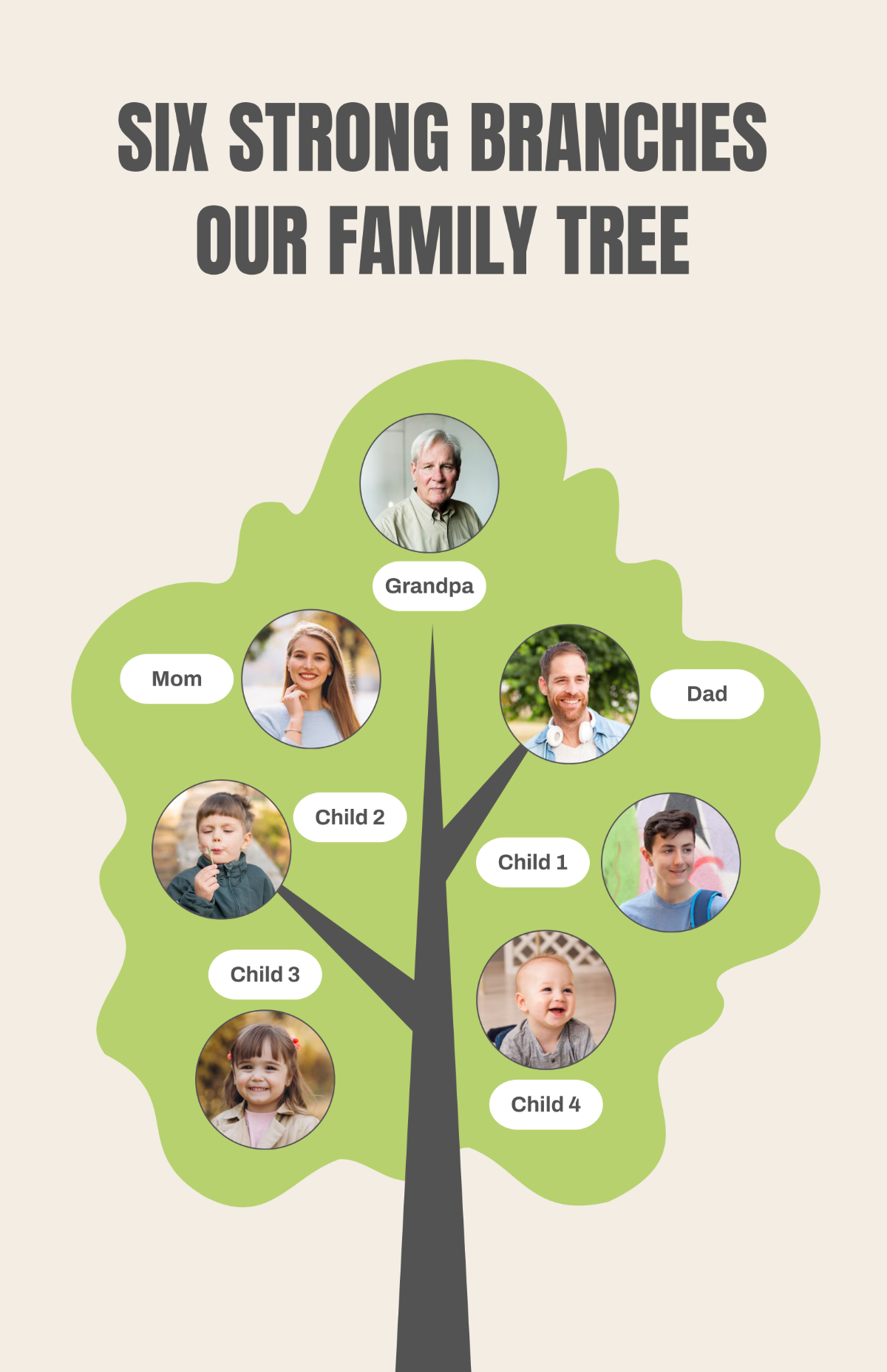 Free Family Tree Poster for 6-Member Template to Edit Online