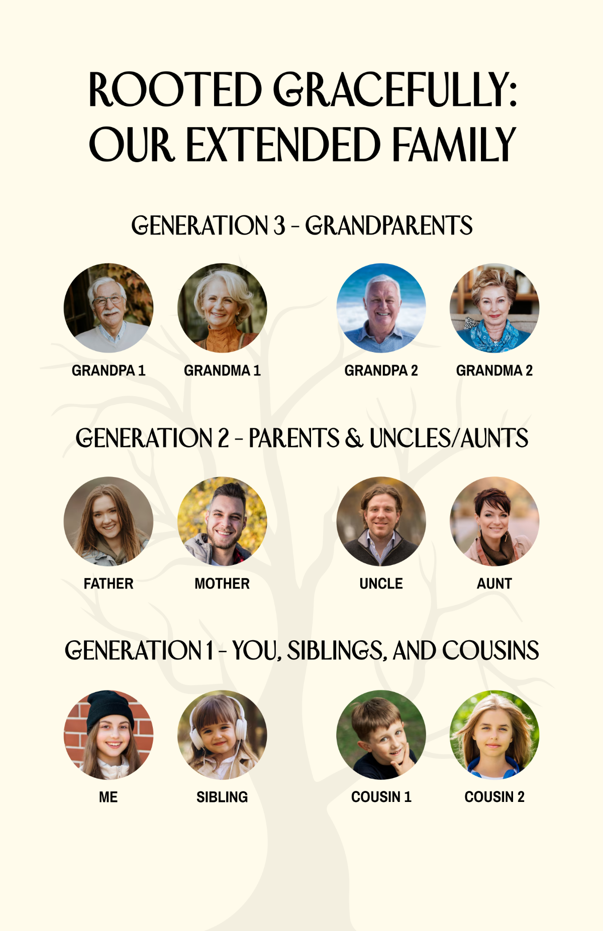 Free Aesthetic Extended Family Tree Poster Template to Edit Online
