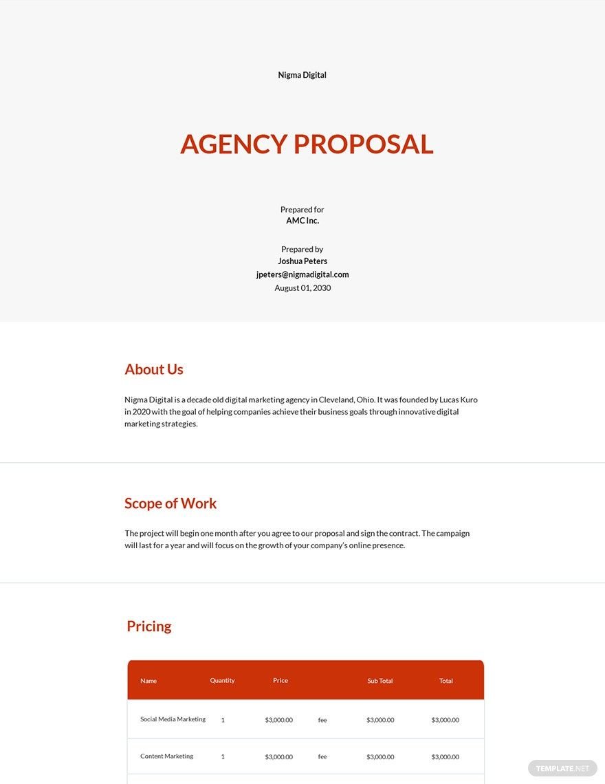 Free Agency Proposal Sample Template