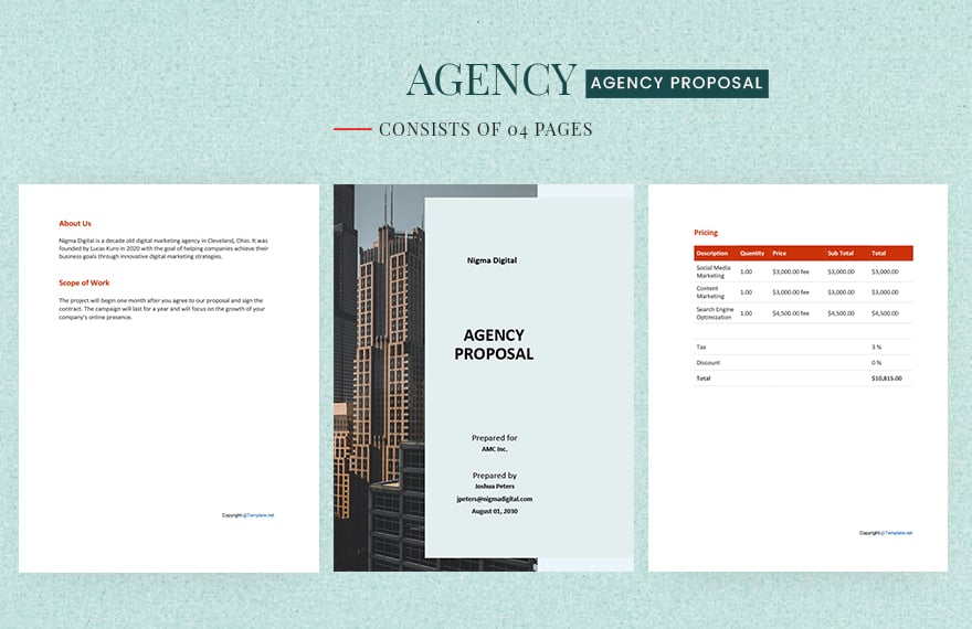 Agency Proposal Sample Template in Word, Google Docs, Apple Pages