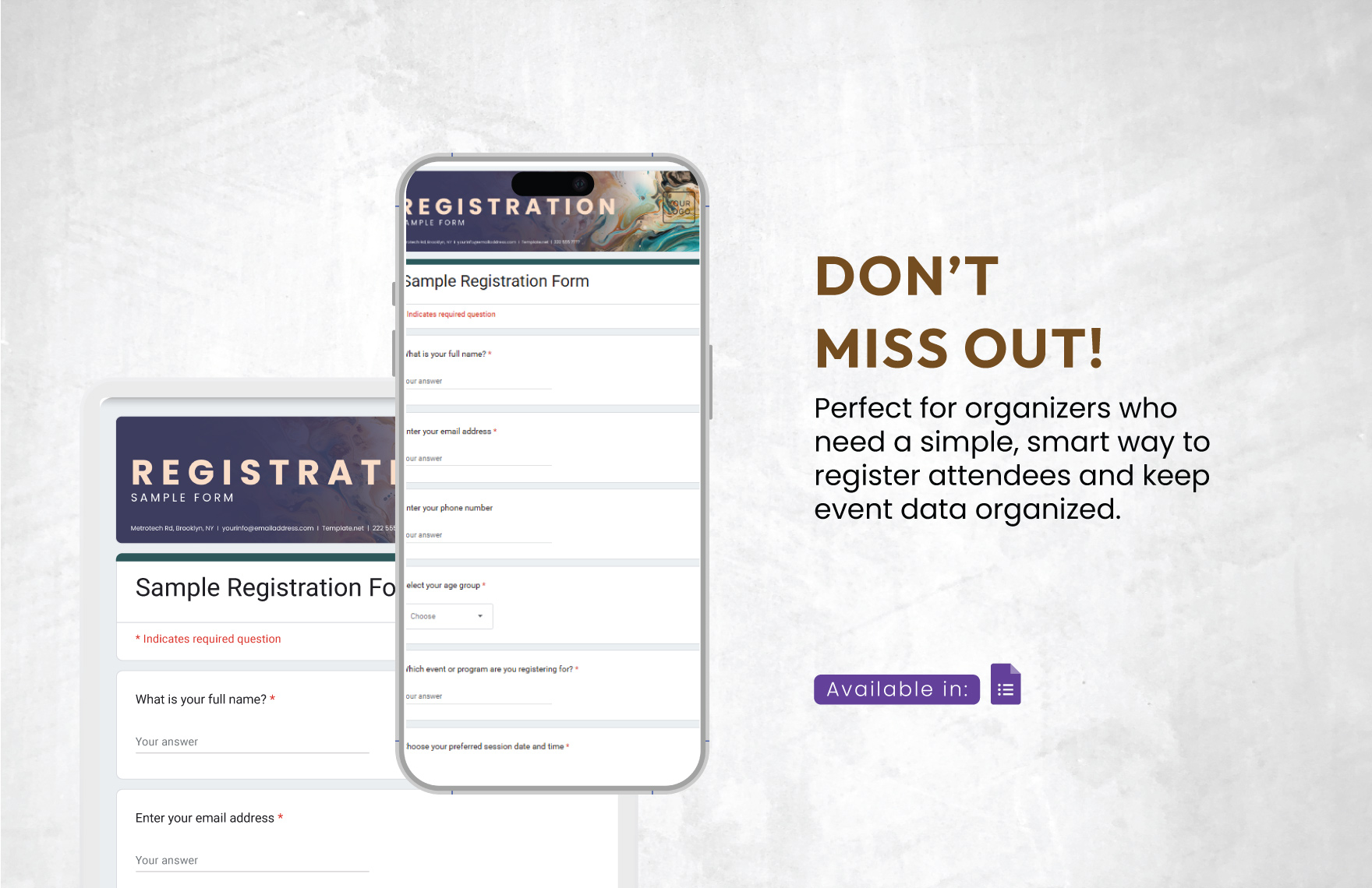 Sample Registration Form Template