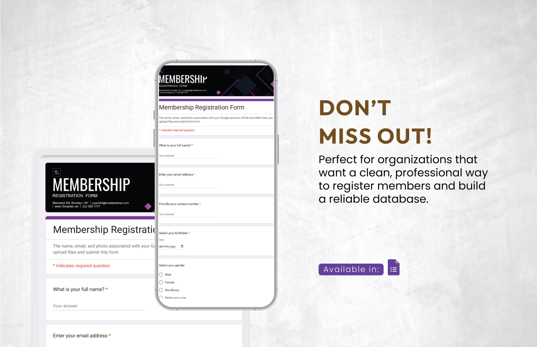 Membership Registration Form Template