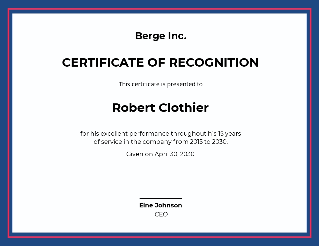 Free Recognition Certificate Templates, 34+ Download in PDF, PSD, Word ...