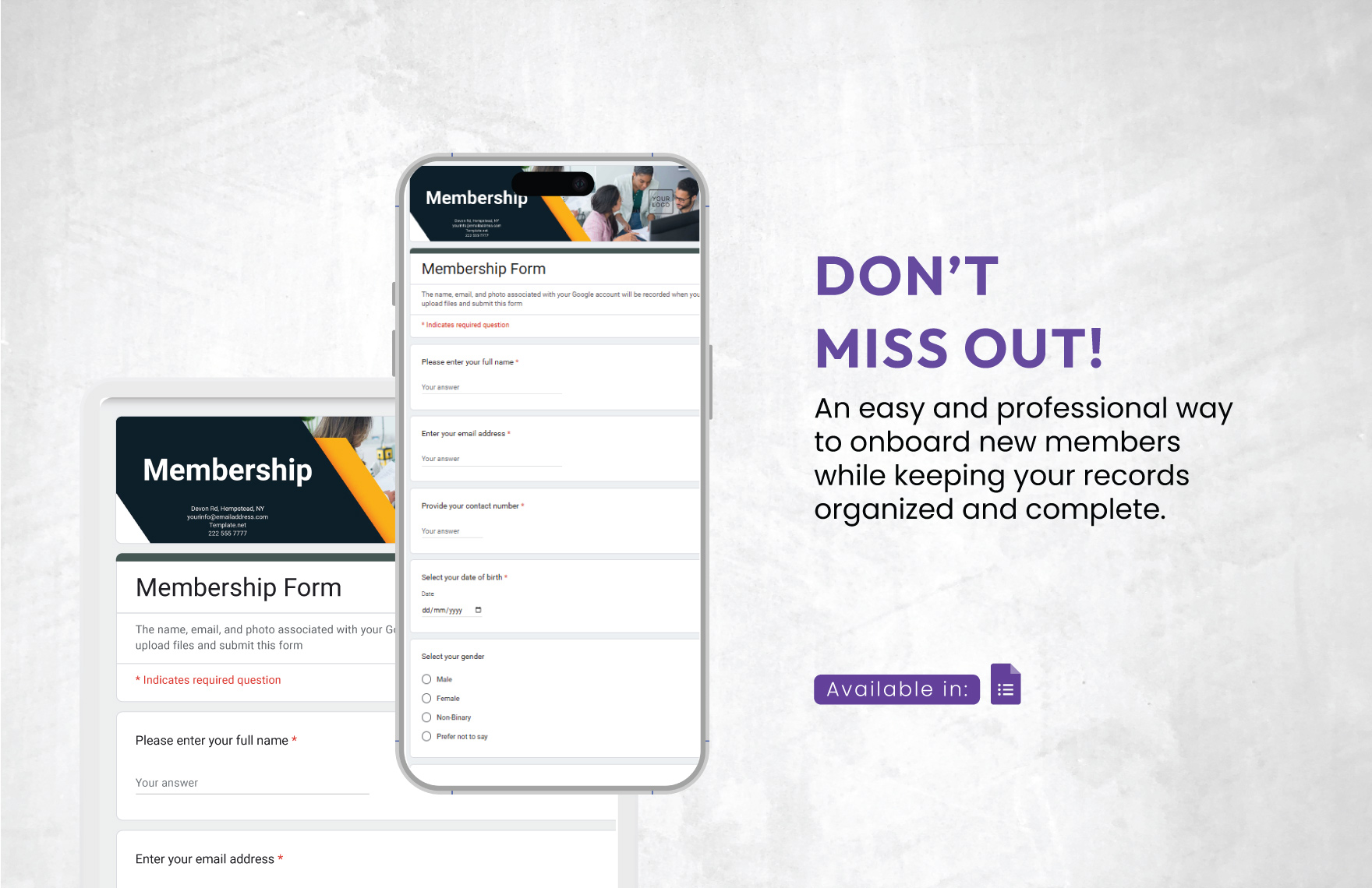 Membership Form Template