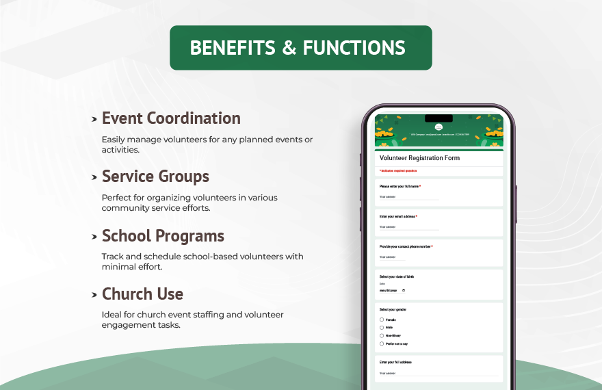Volunteer Registration Form Template
