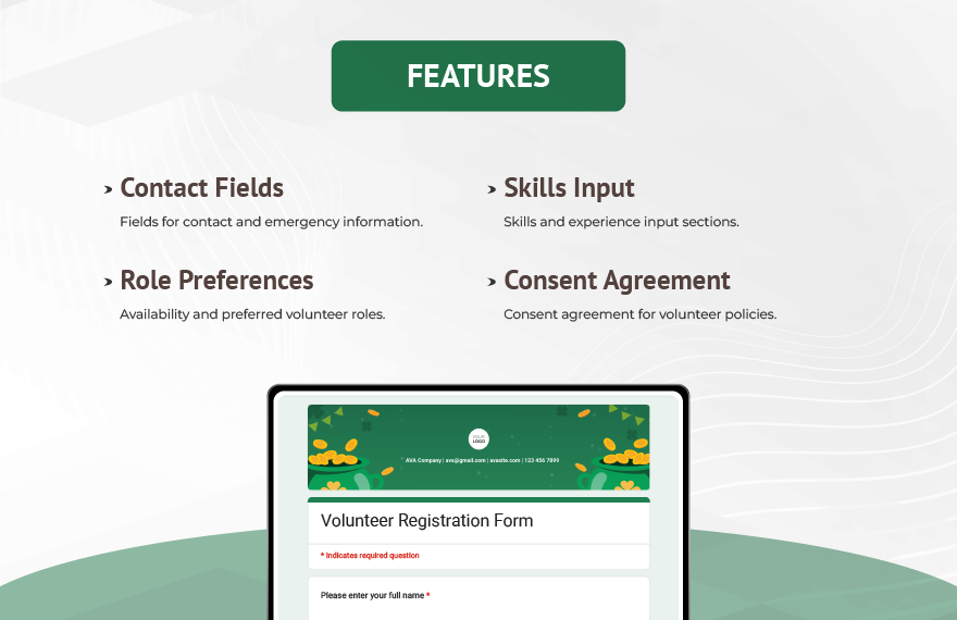 Volunteer Registration Form Template