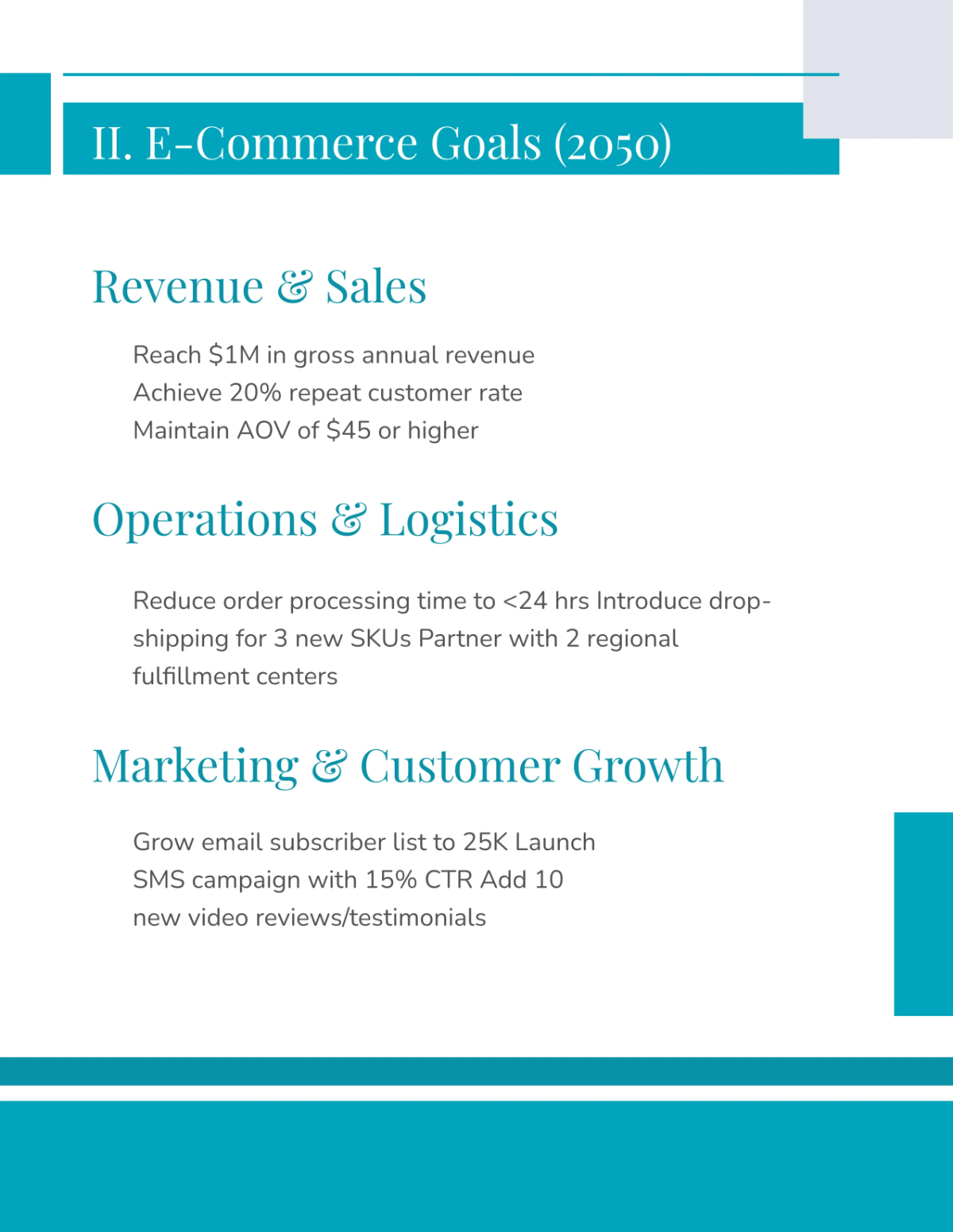Free E-Commerce Business Planner Template to Edit Online