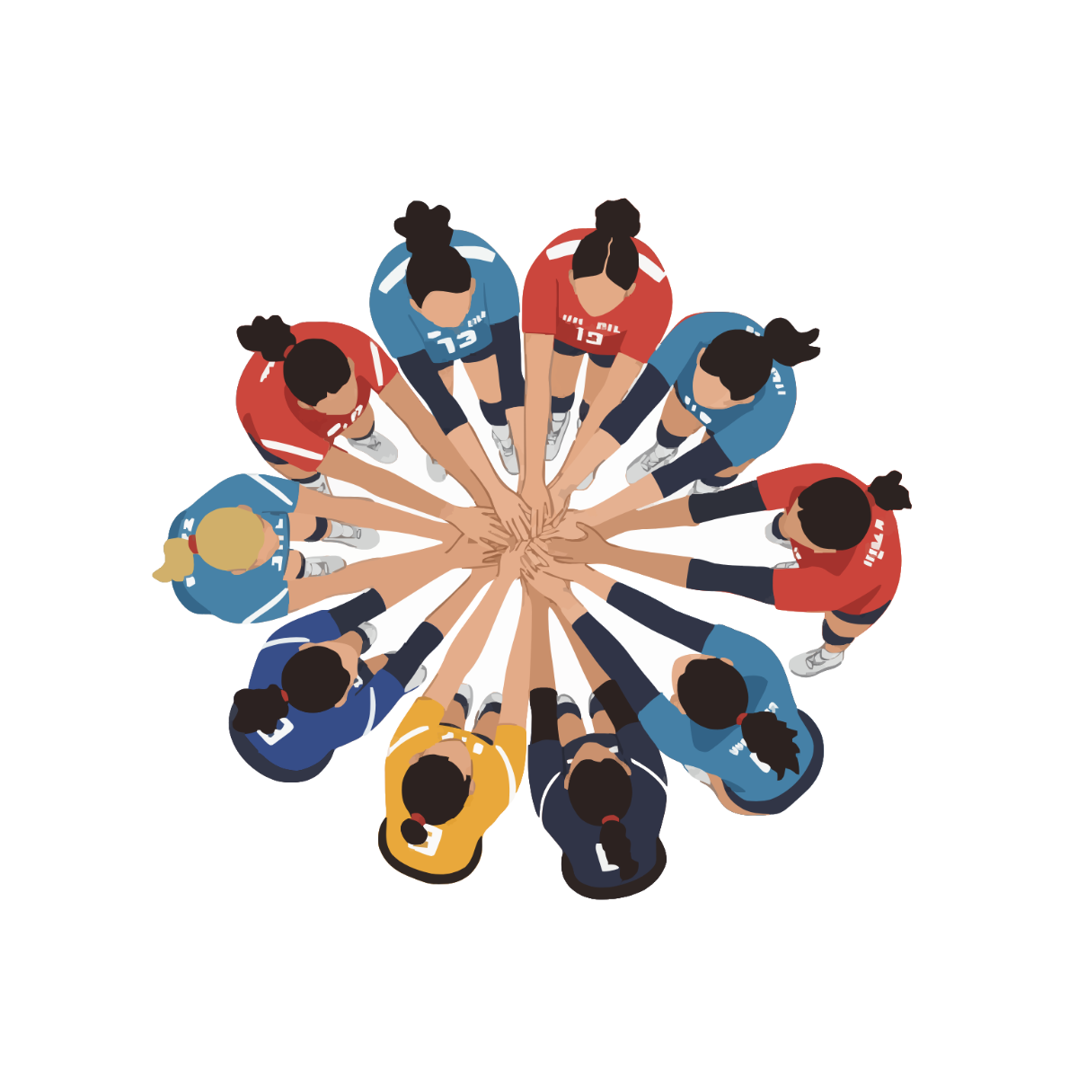 Free Volleyball Team Huddle Clipart to Edit Online