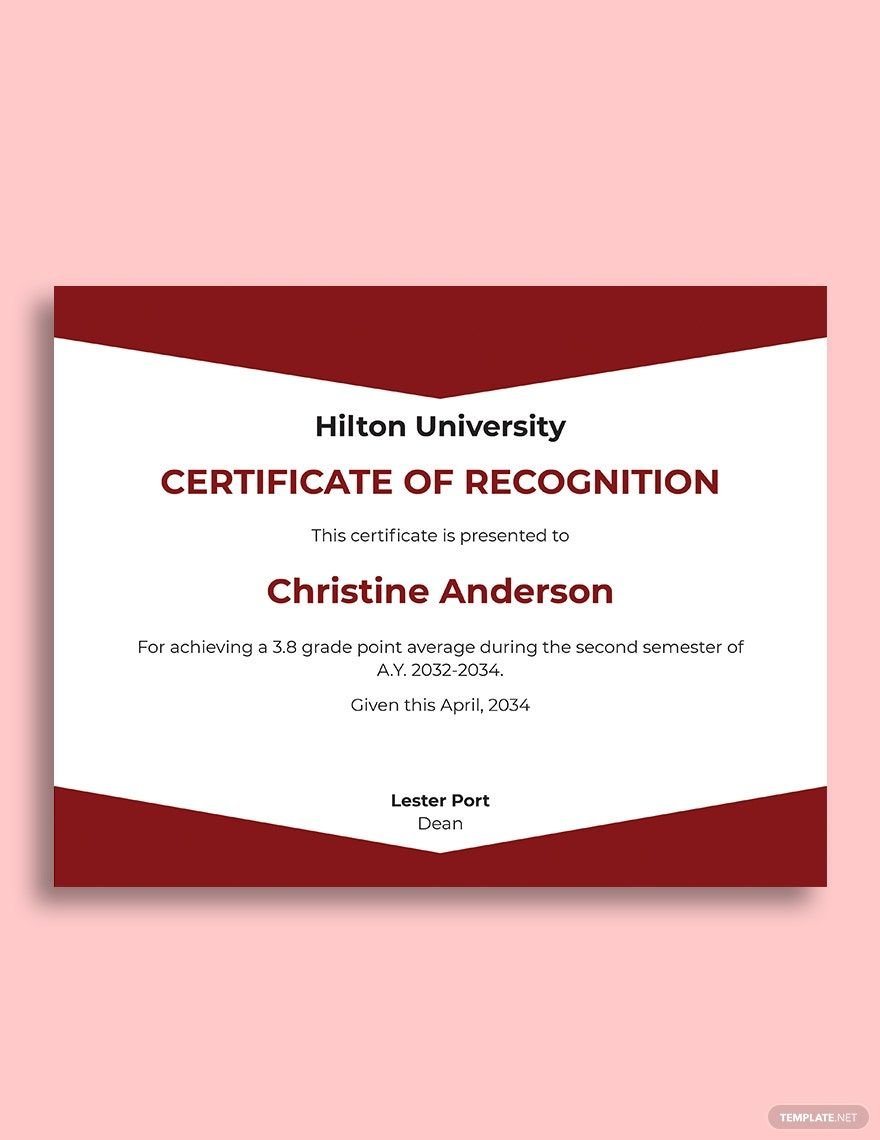 Student Recognition Certificate Template