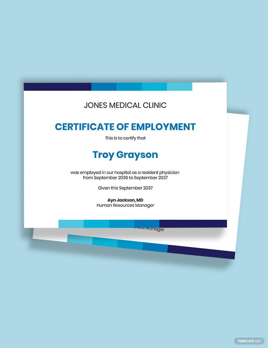 Free Experience Certificate for Doctors Template