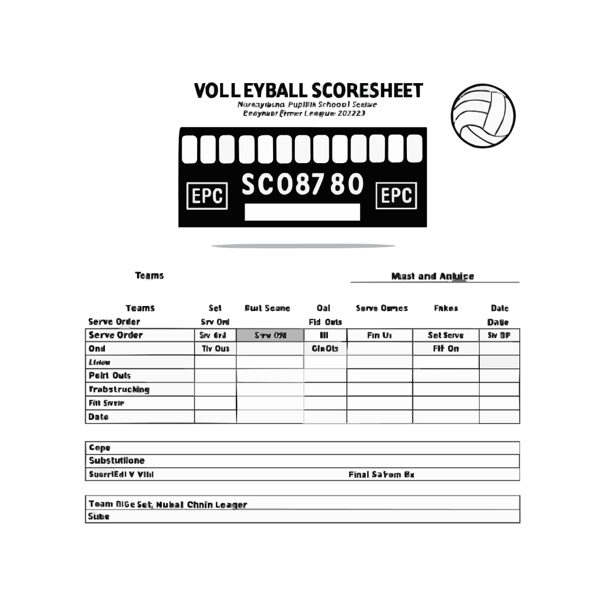 Volleyball Score Sheet Icon