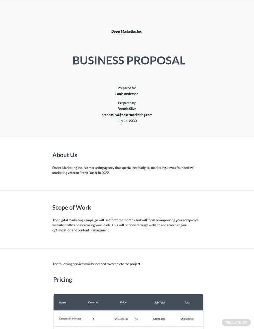 examples of good business proposals