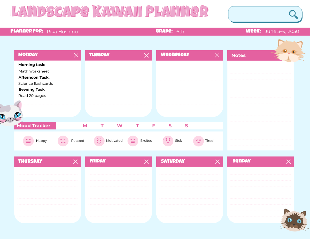 Free Landscape Kawaii Planner Template