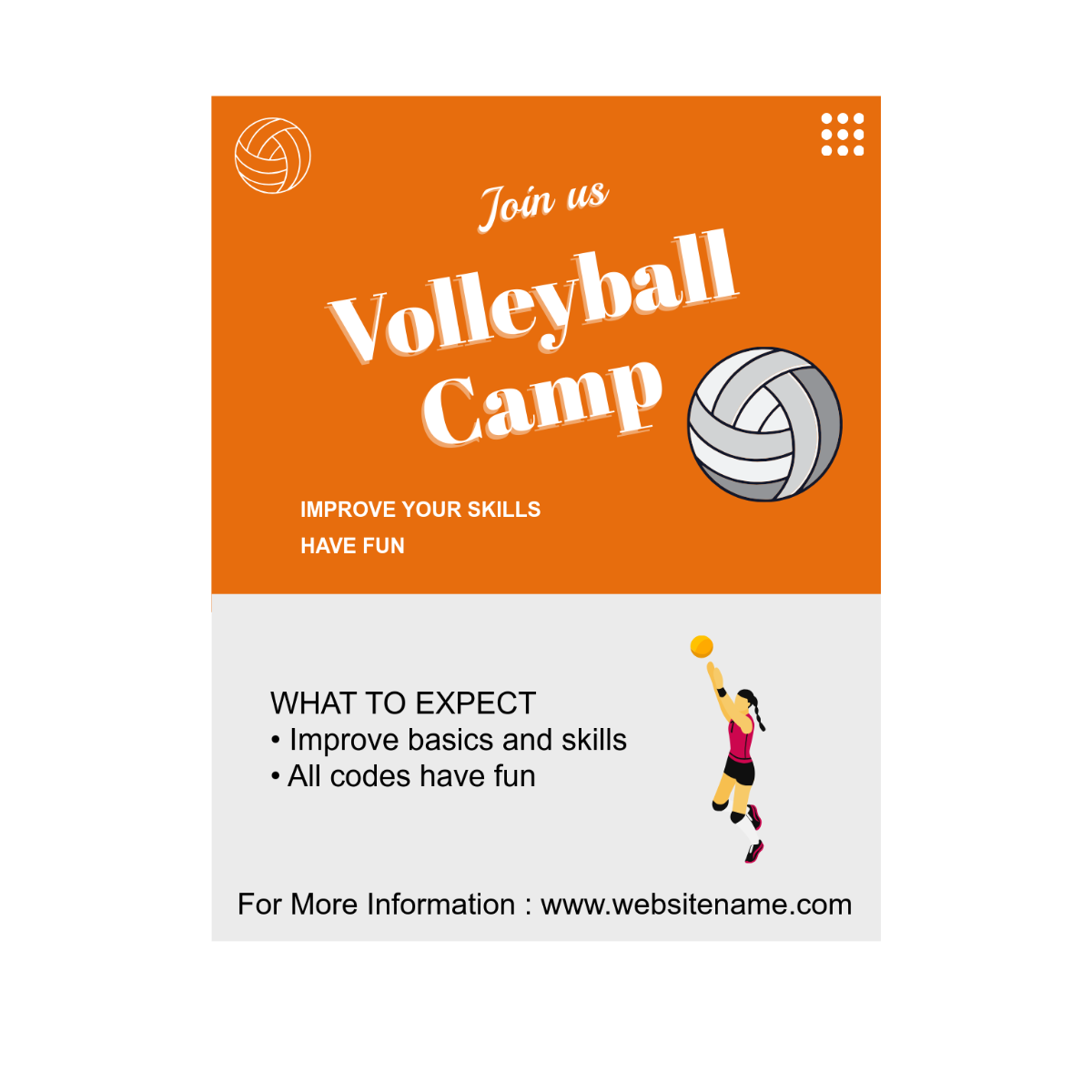 Free Volleyball Camp Flyer Clipart to Edit Online