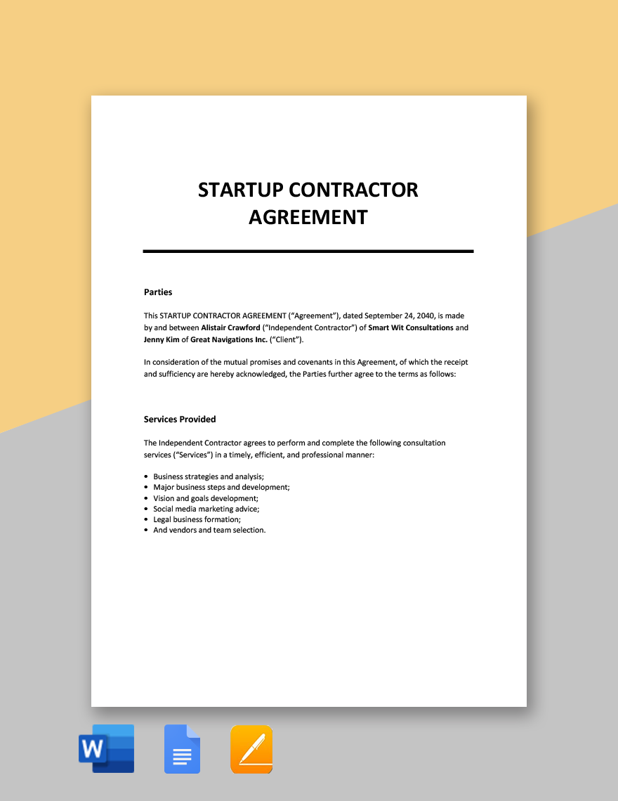 Startup Contractor Agreement Template