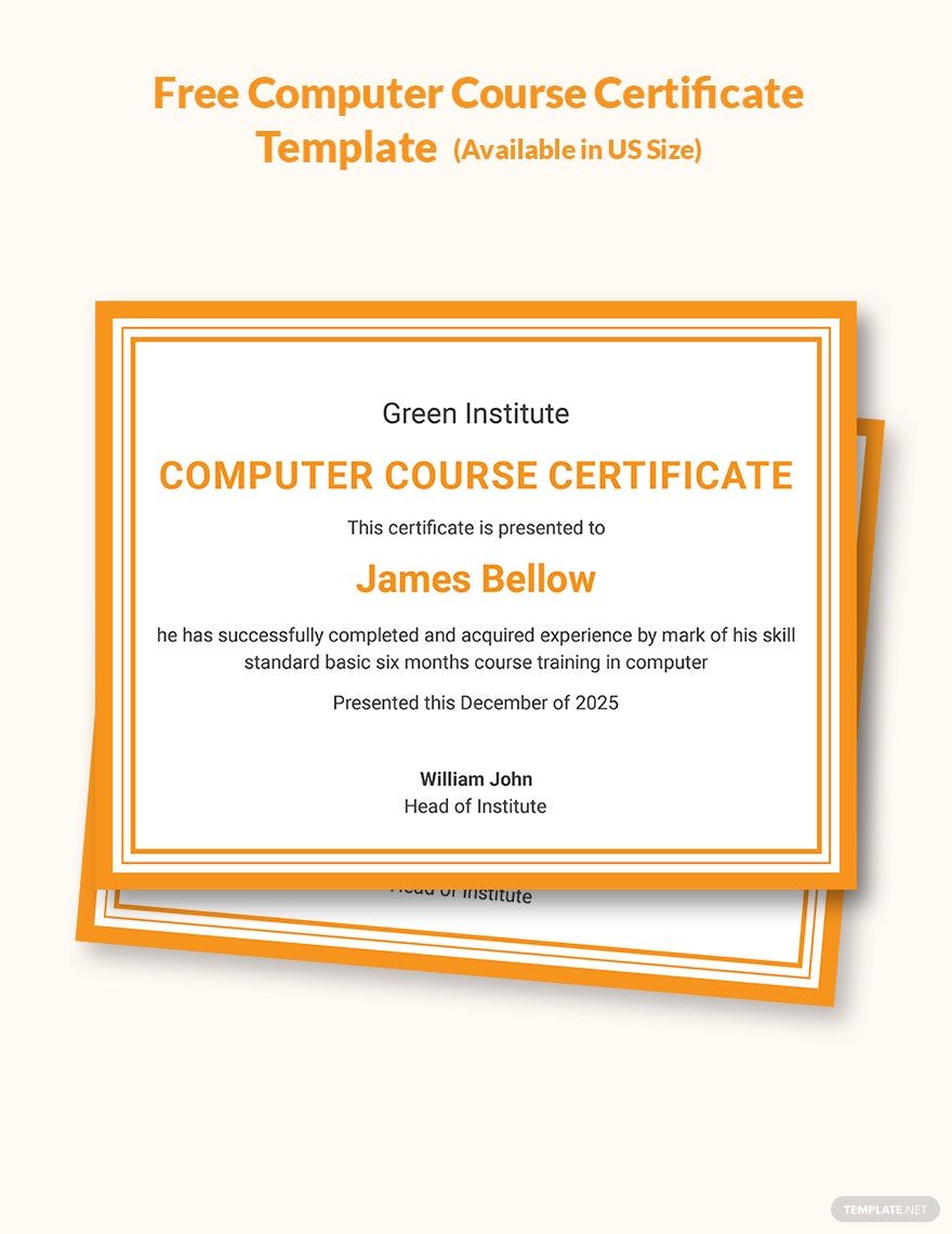 FREE Computer Certificate Template Download in Word Google Docs