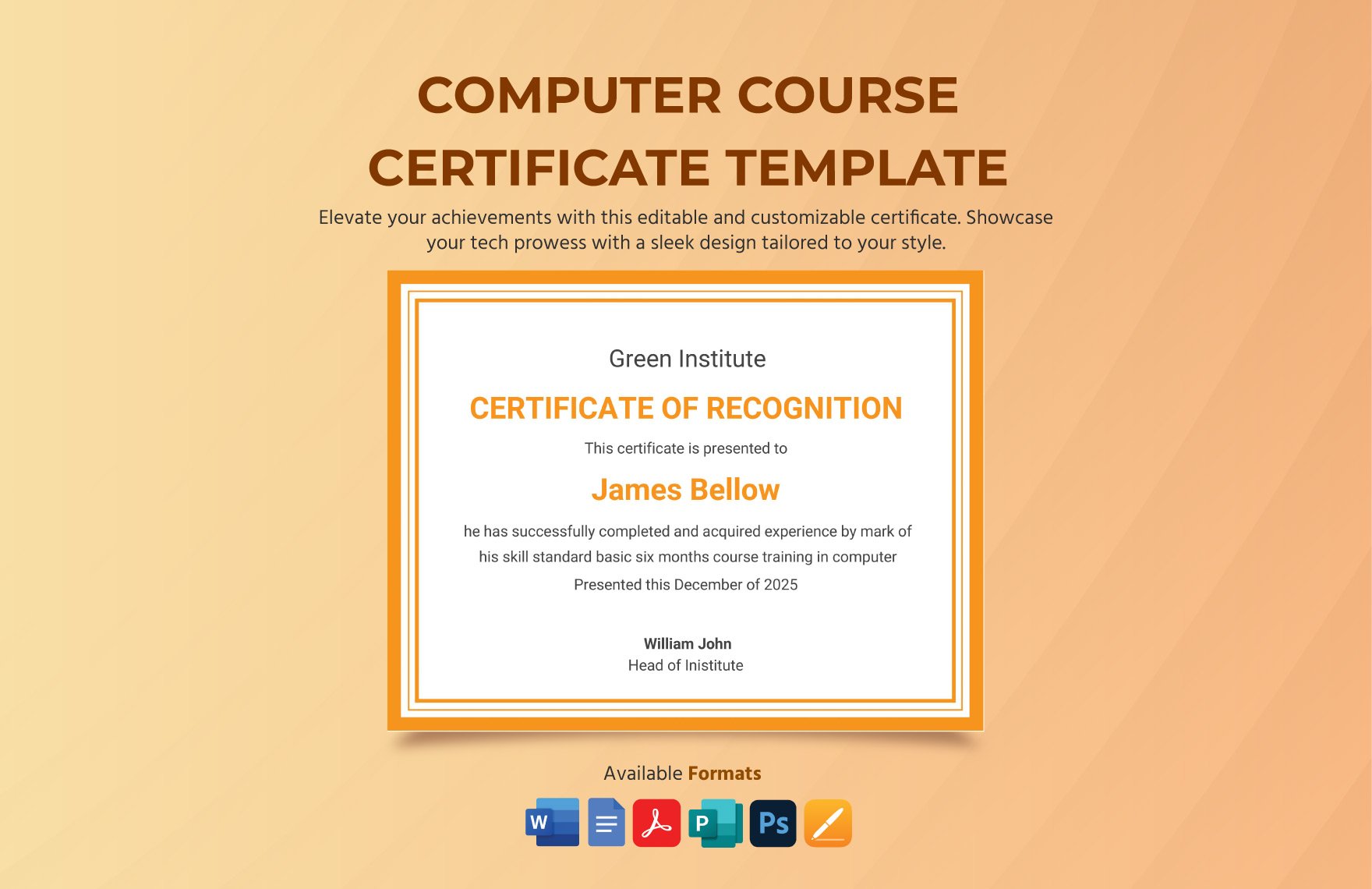 Computer Course Certificate Template