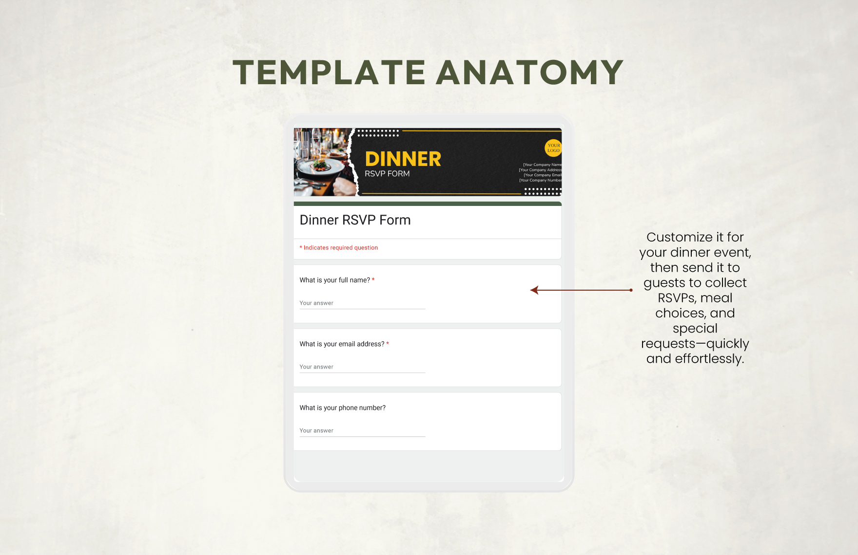 Dinner Rsvp Form Template