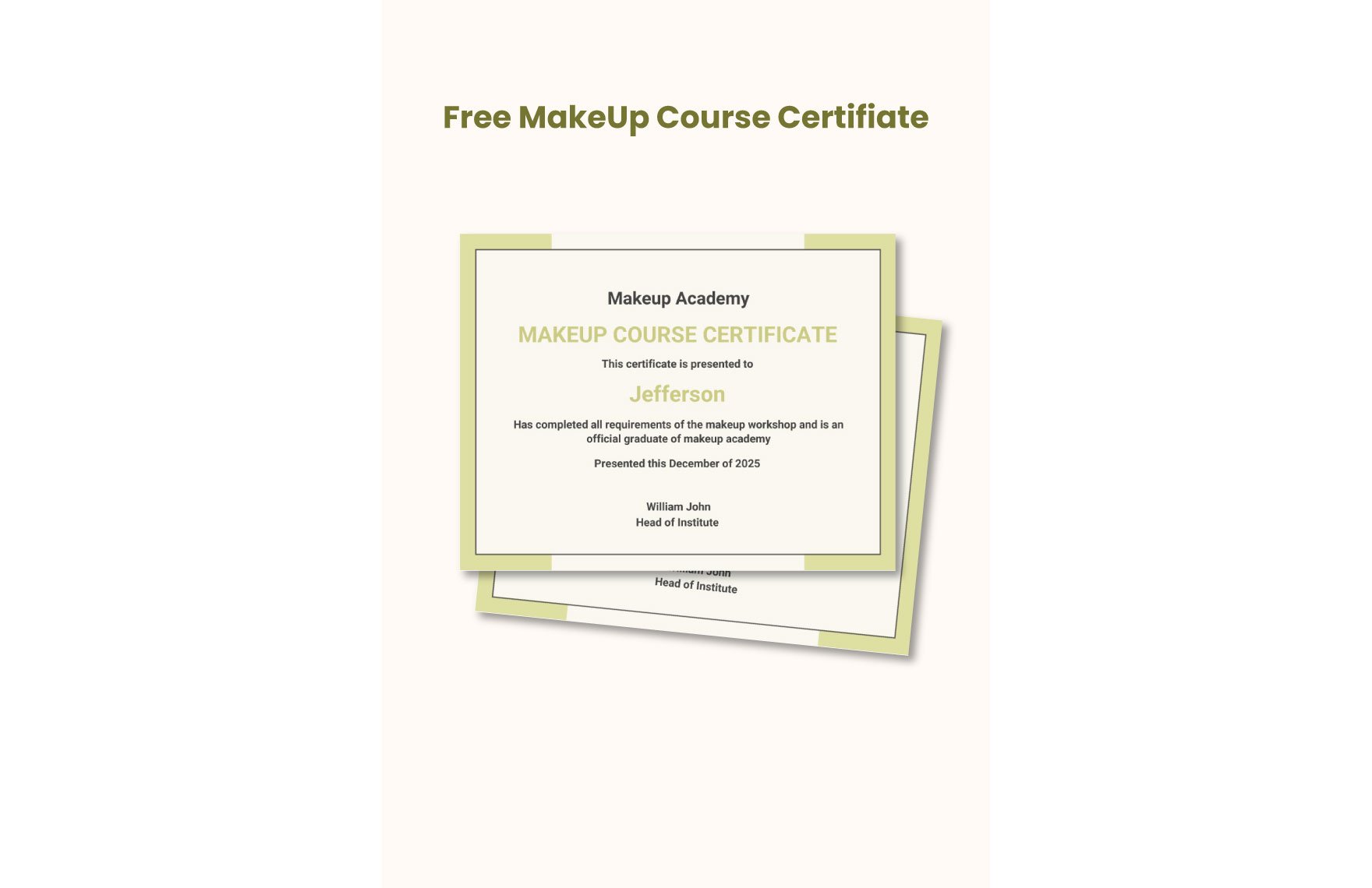 Makeup Course Certificate Template