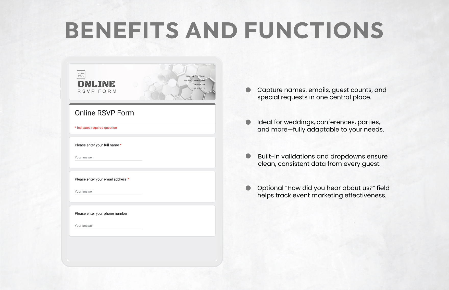 Online Rsvp Form Template