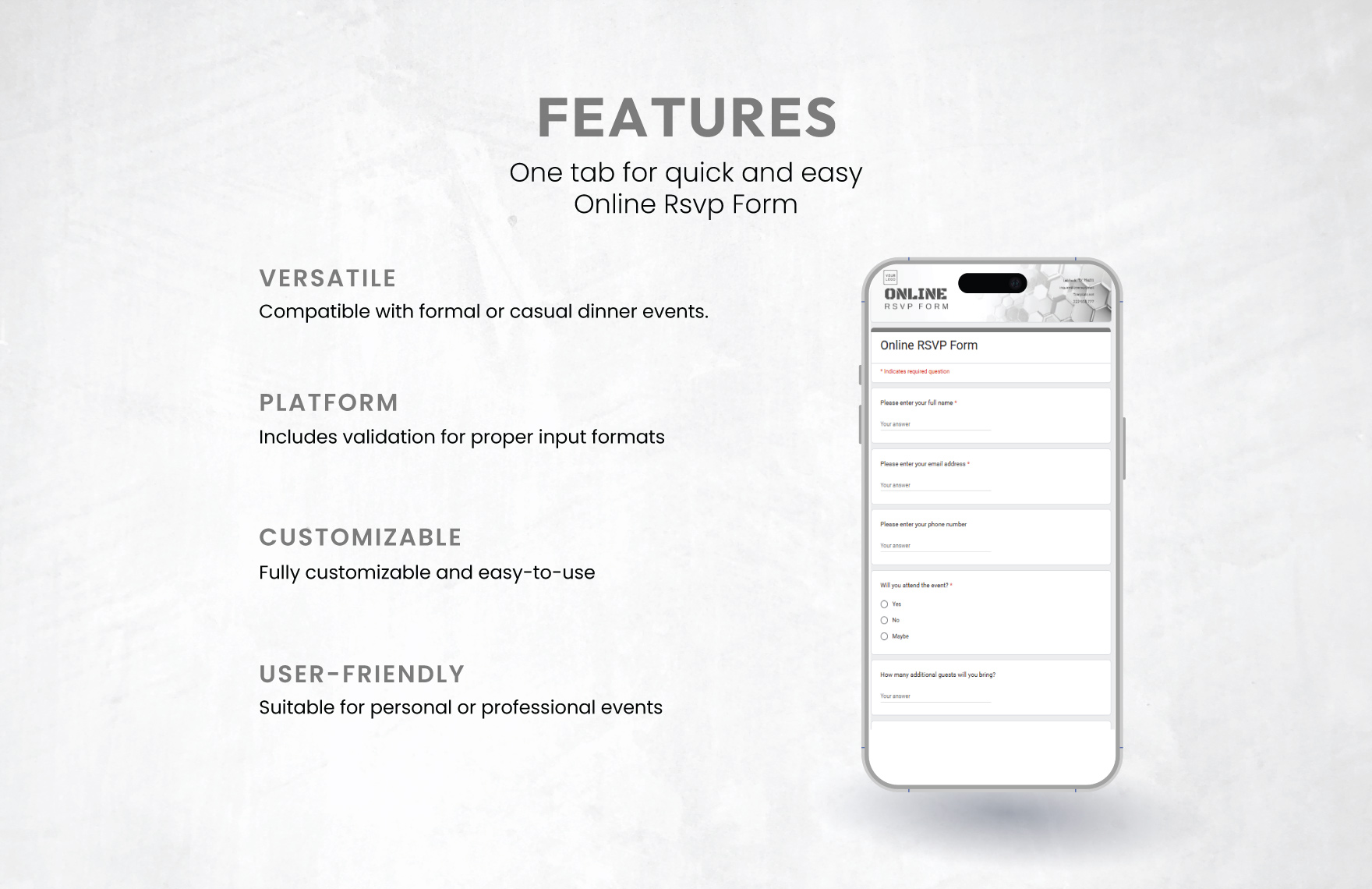 Online Rsvp Form Template