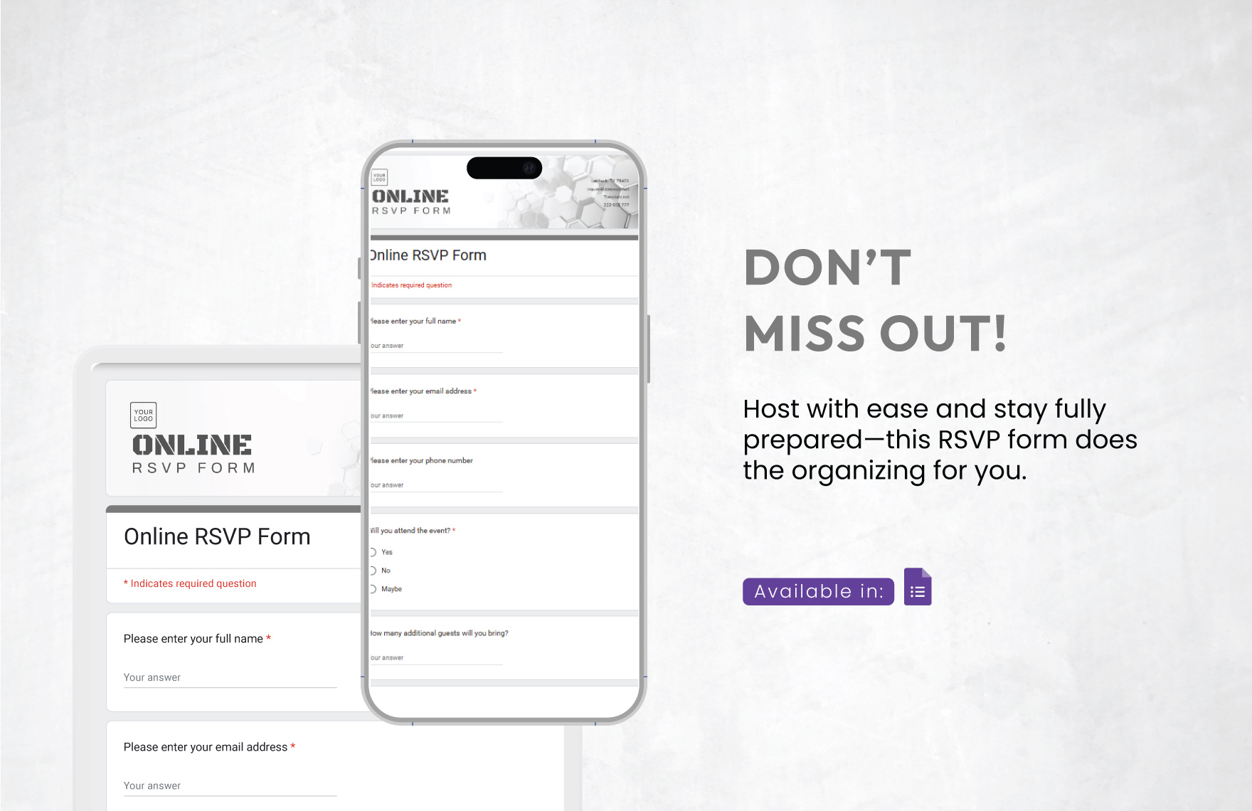Online Rsvp Form Template