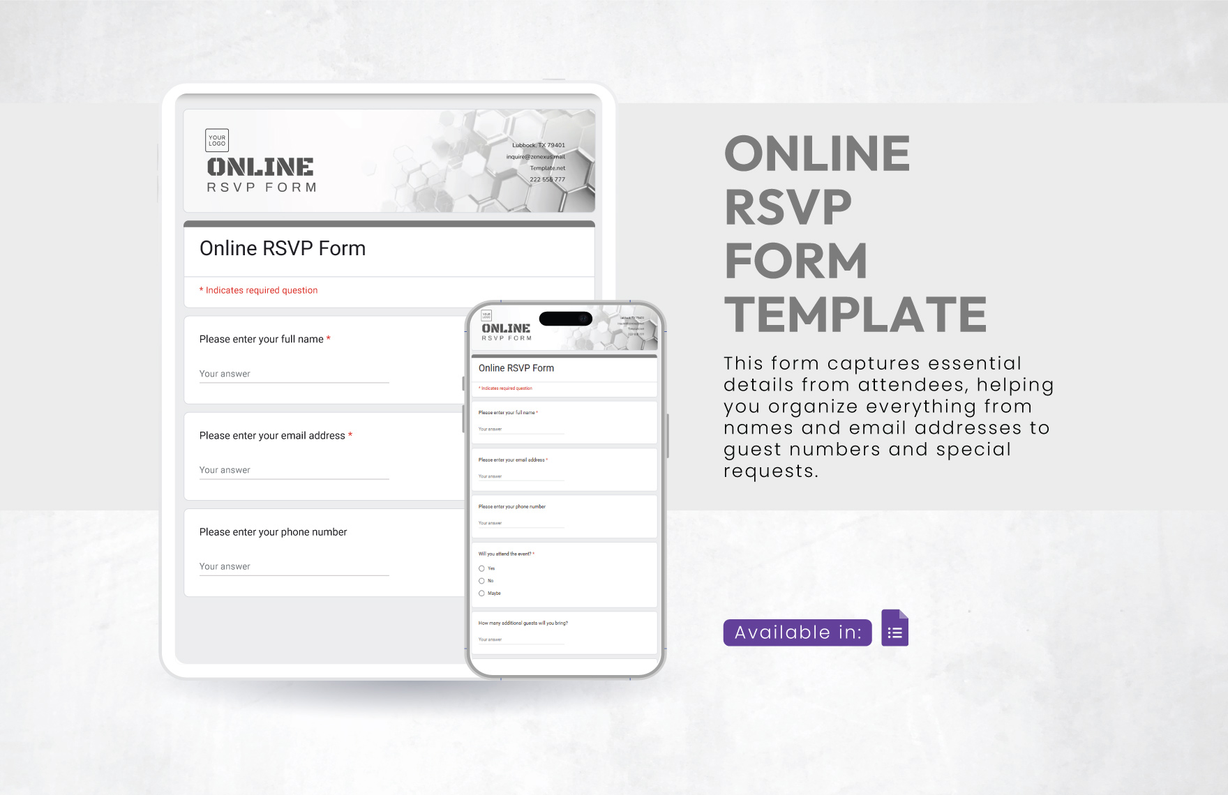 Online Rsvp Form Template