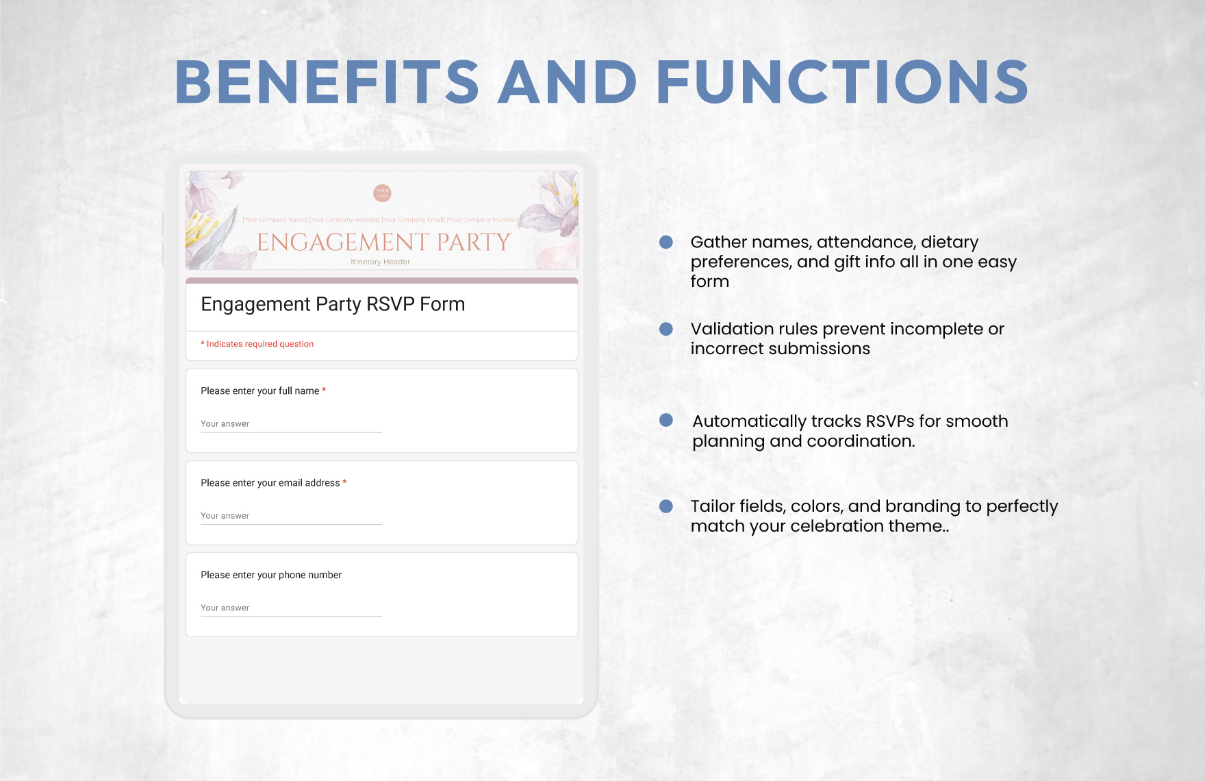 Engagement Party Rsvp Form Template