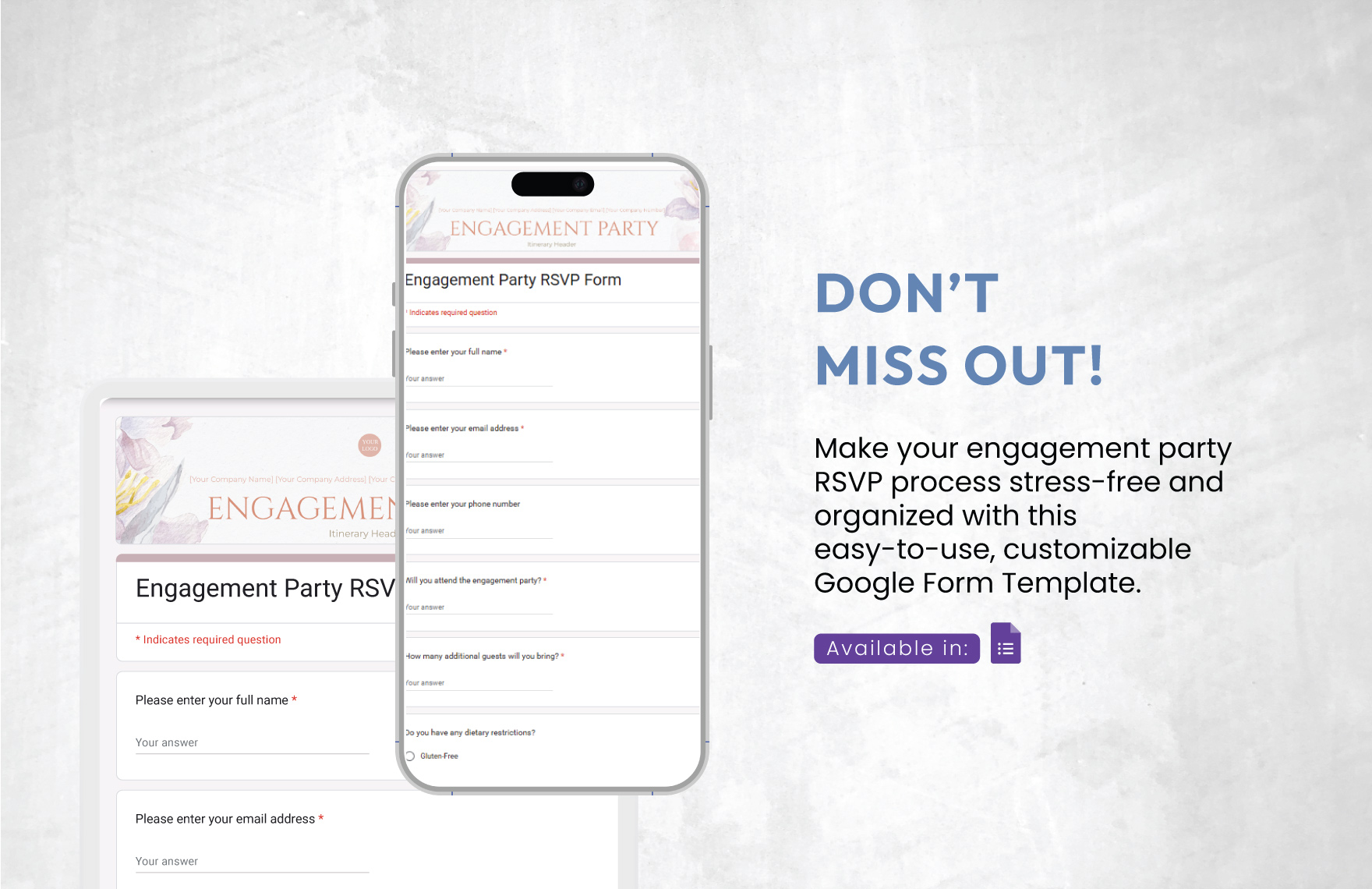 Engagement Party Rsvp Form Template