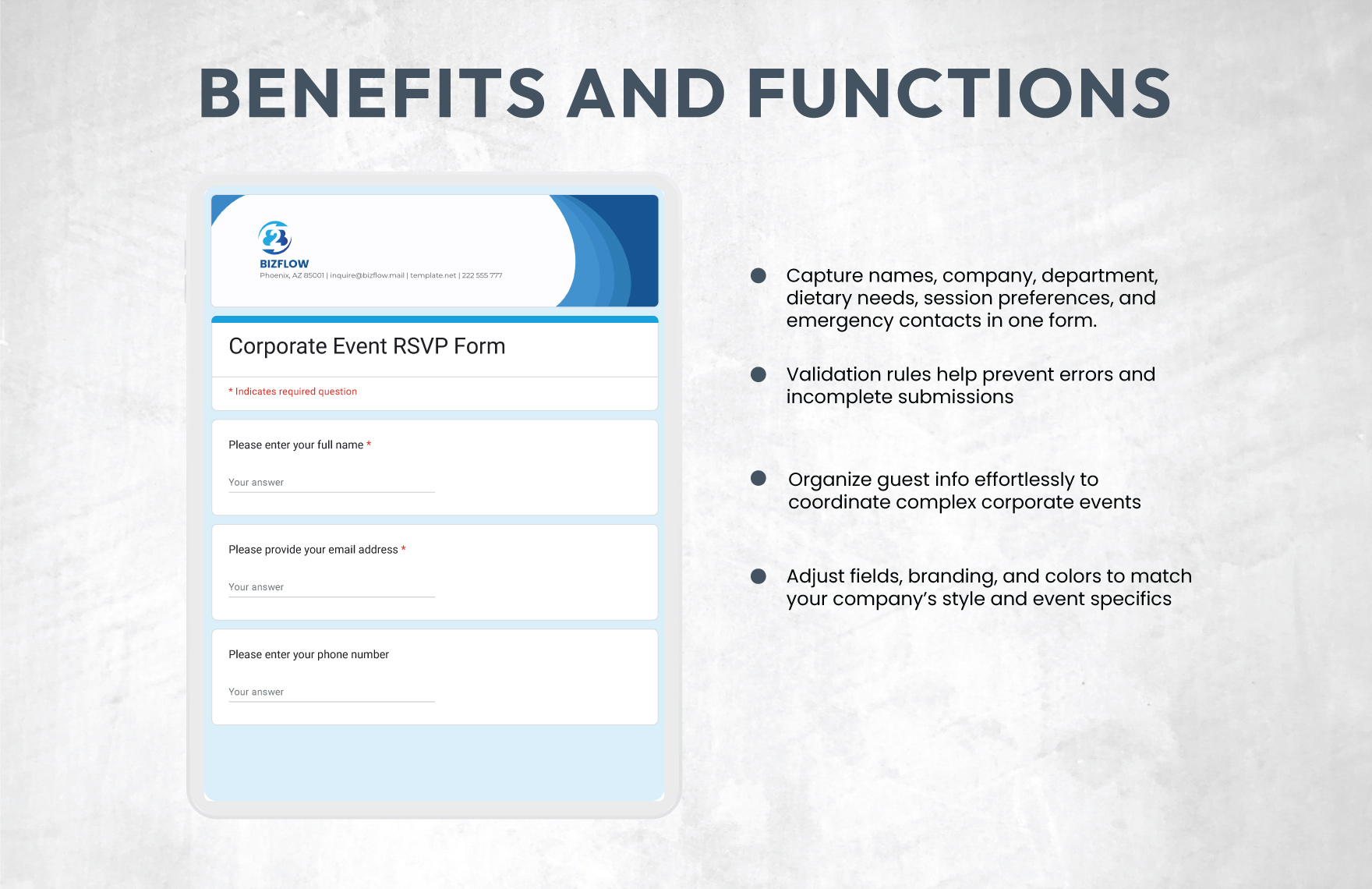 Corporate Event Rsvp Form Template