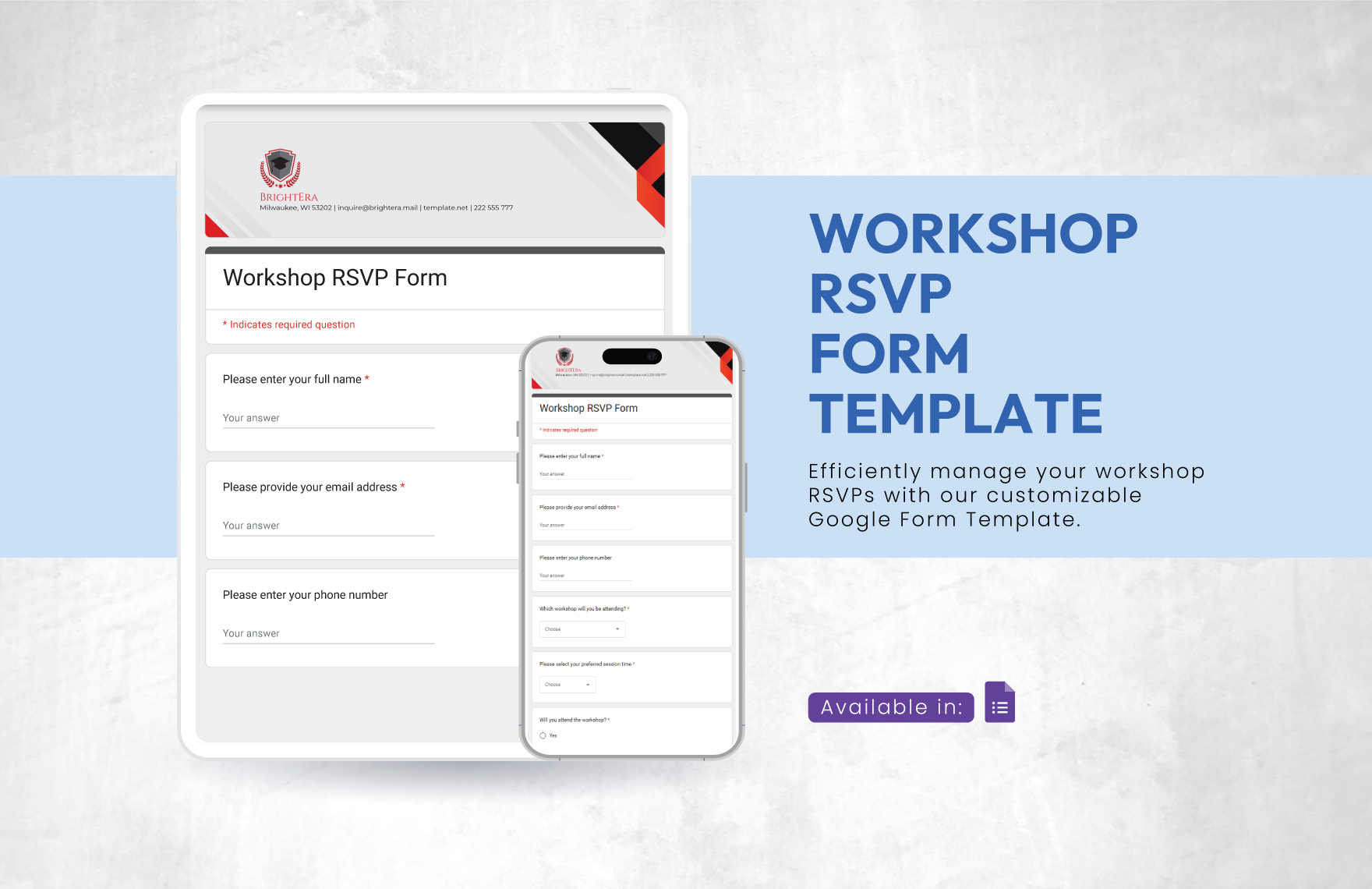 Workshop Rsvp Form Template