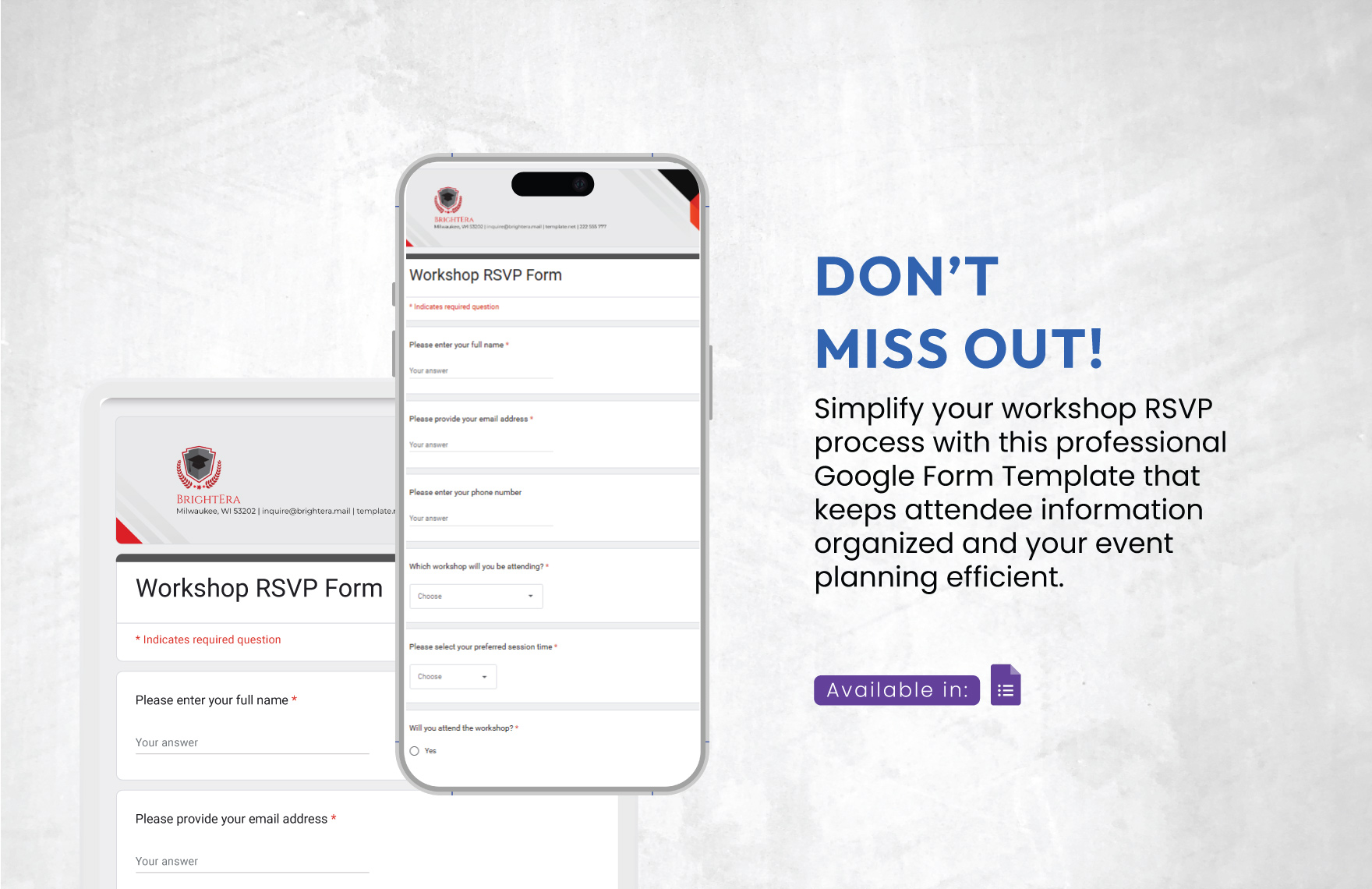 Workshop Rsvp Form Template